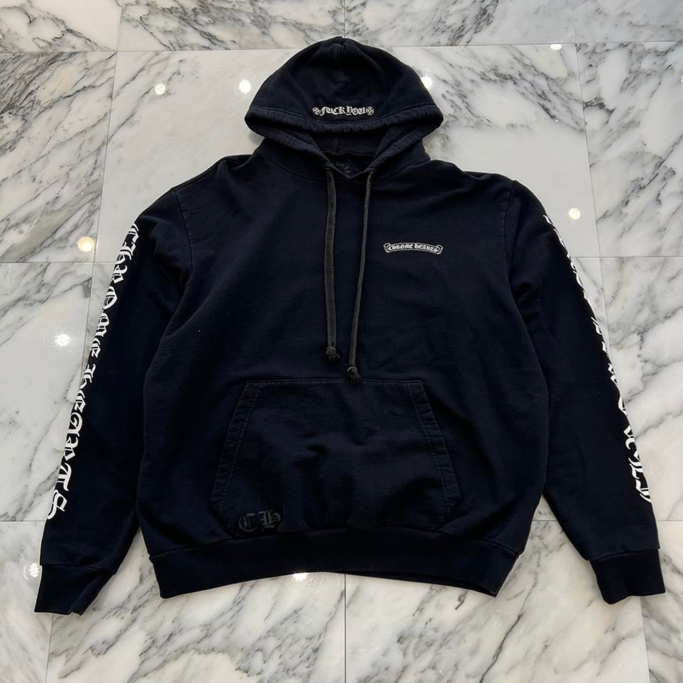 CHROME HEARTS FUCK YOU Back Scroll Label Logo Hoodie Size L クロムハーツ ファックユー バックスクロールラベルロゴフーディ サイズL