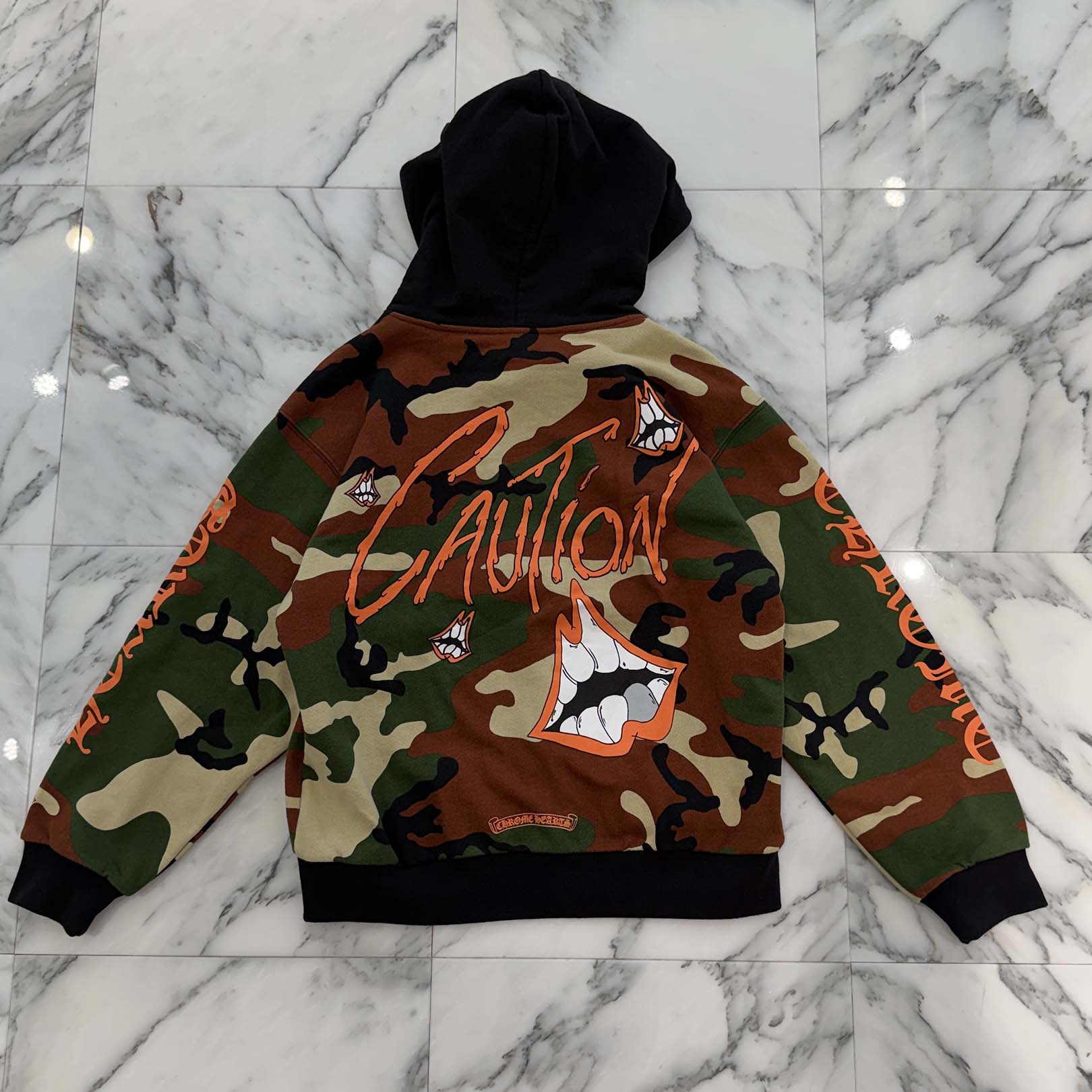 CHROME HEARTS × MATTY BOY 2022SS PPO CAUTION Zip Up Hoodie Size M クロムハーツ × マッティボーイ コーション ジップアップフーディ サイズM