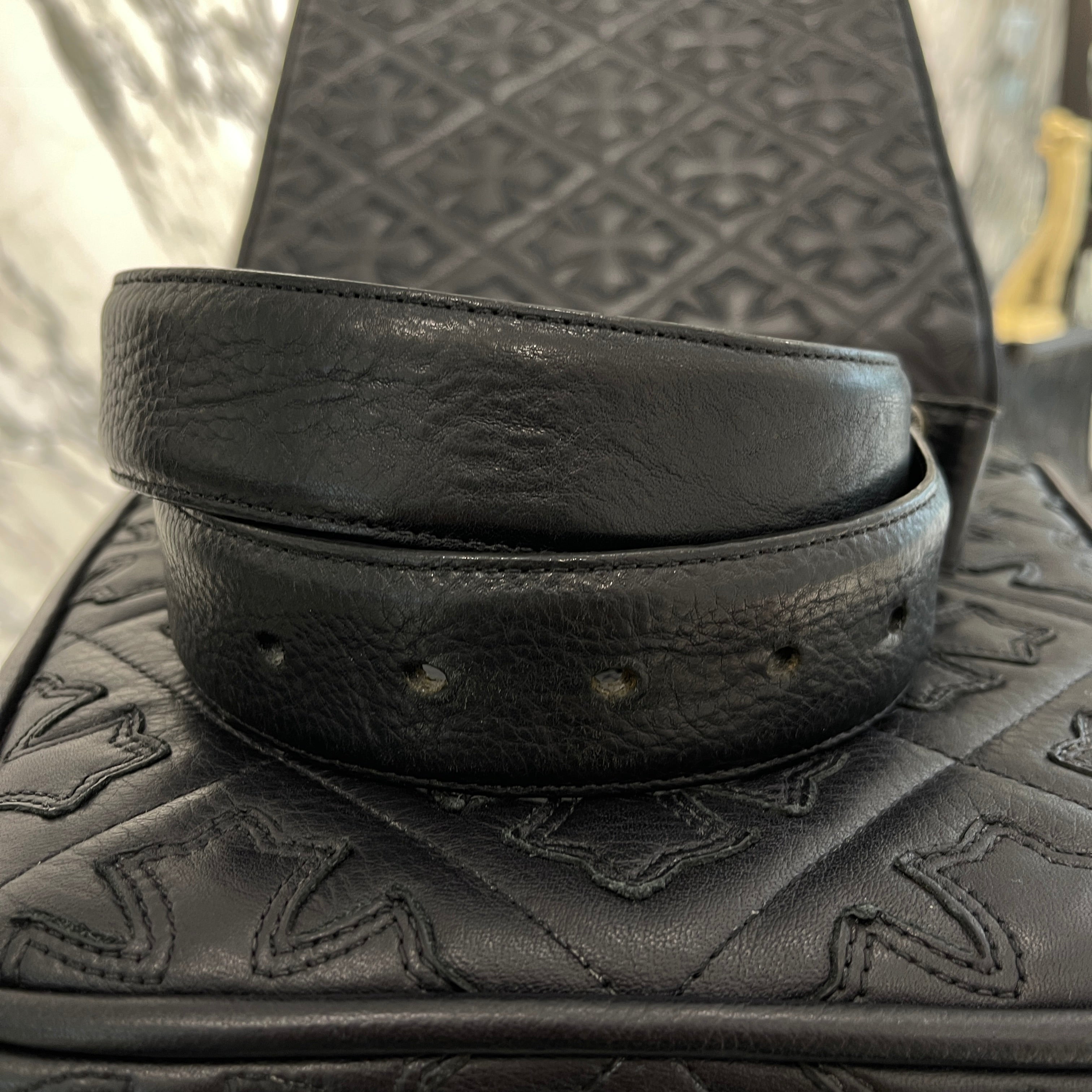 CHROME HEARTS Scroll Label Rivets Leather Belt Size 32 クロムハーツ スクロールラベル リベッツ レザー ベルト 5穴 サイズ32