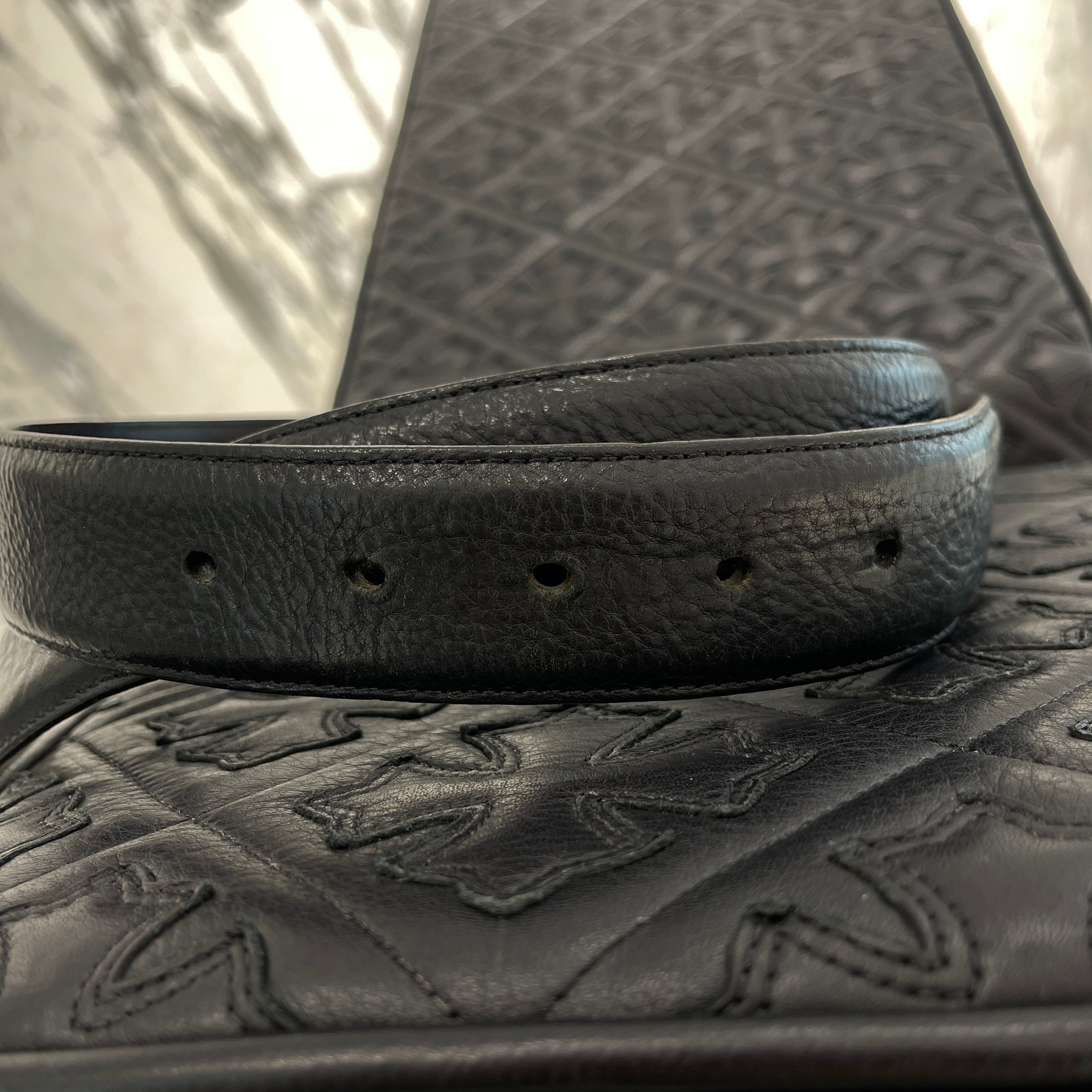 CHROME HEARTS Scroll Label Rivets Leather Belt Size 32 クロムハーツ スクロールラベル リベッツ レザー ベルト 5穴 サイズ32