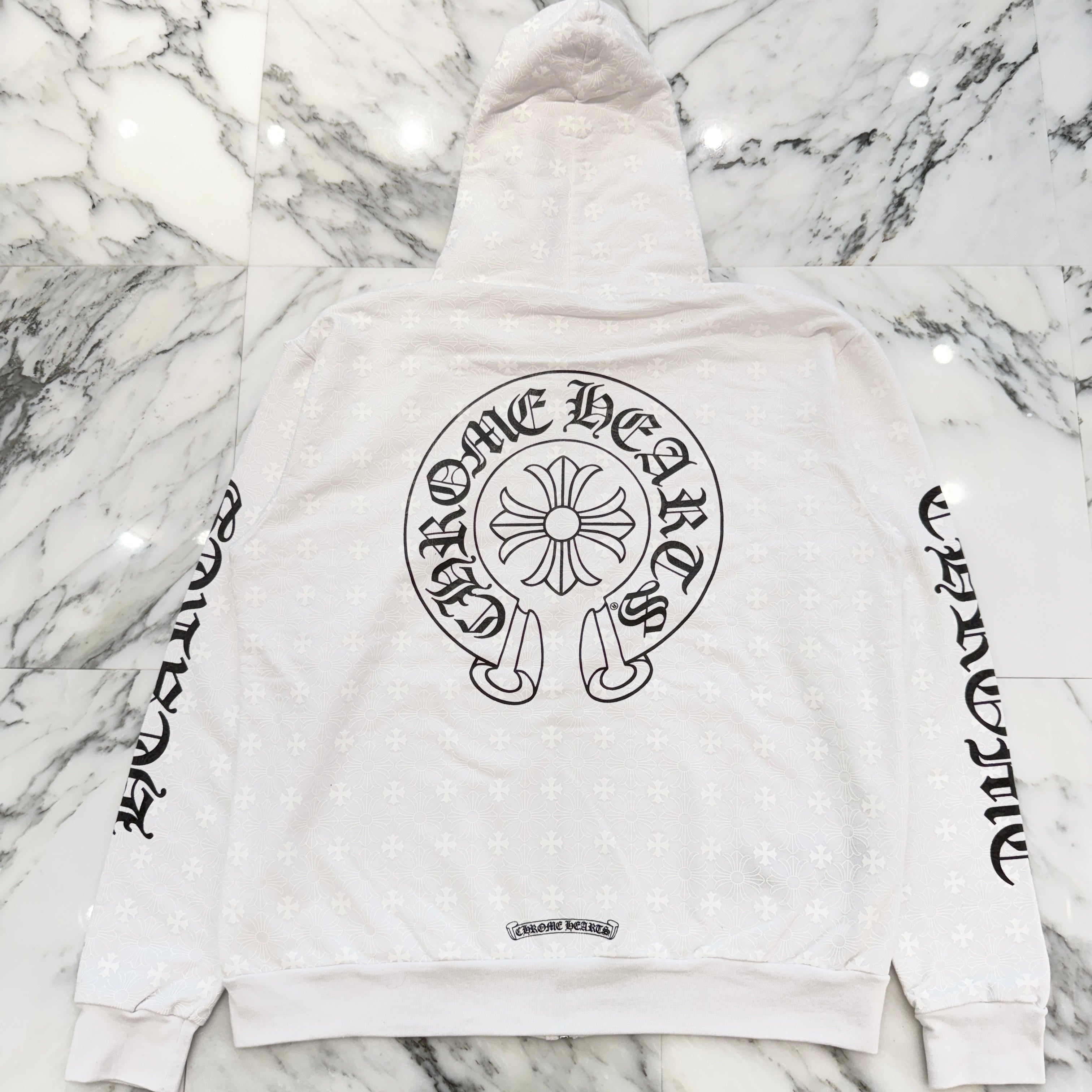 CHROME HEARTS Vertical Logo CH Plus Zip Up Hoodie Size M クロムハーツ ヴァーティカルロゴ CHプラス総柄 ジップアップ フーディ サイズM