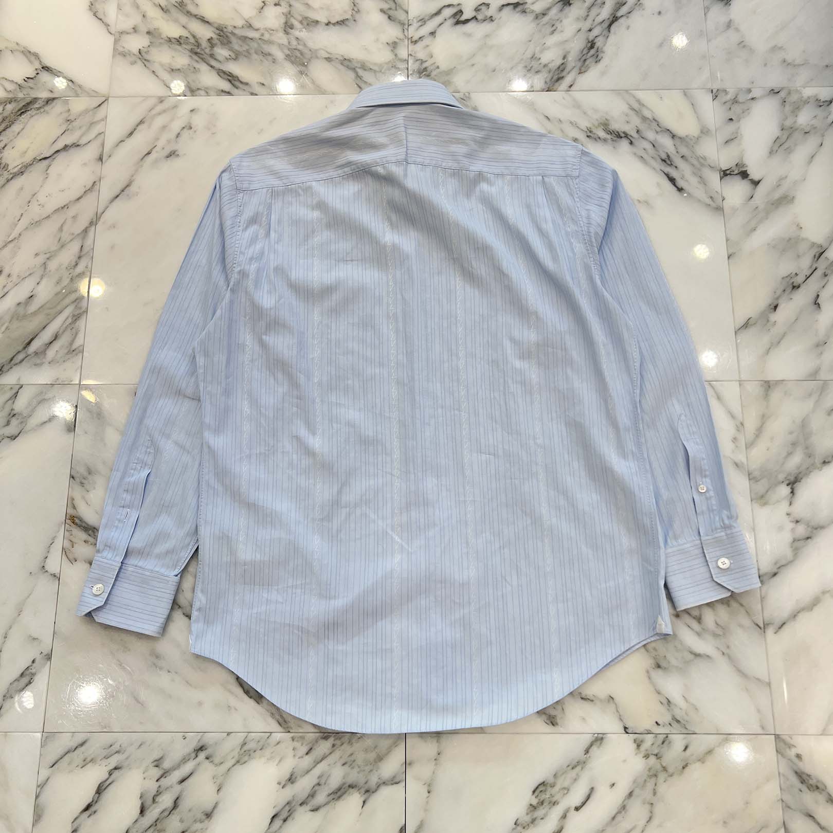 LOUIS VUITTON LV Logo Striped Long Sleeve Shirt HJS9PW Size 40/15 3/4 ルイヴィトン LVロゴ ストライプ 長袖シャツ サイズ40/15 3/4