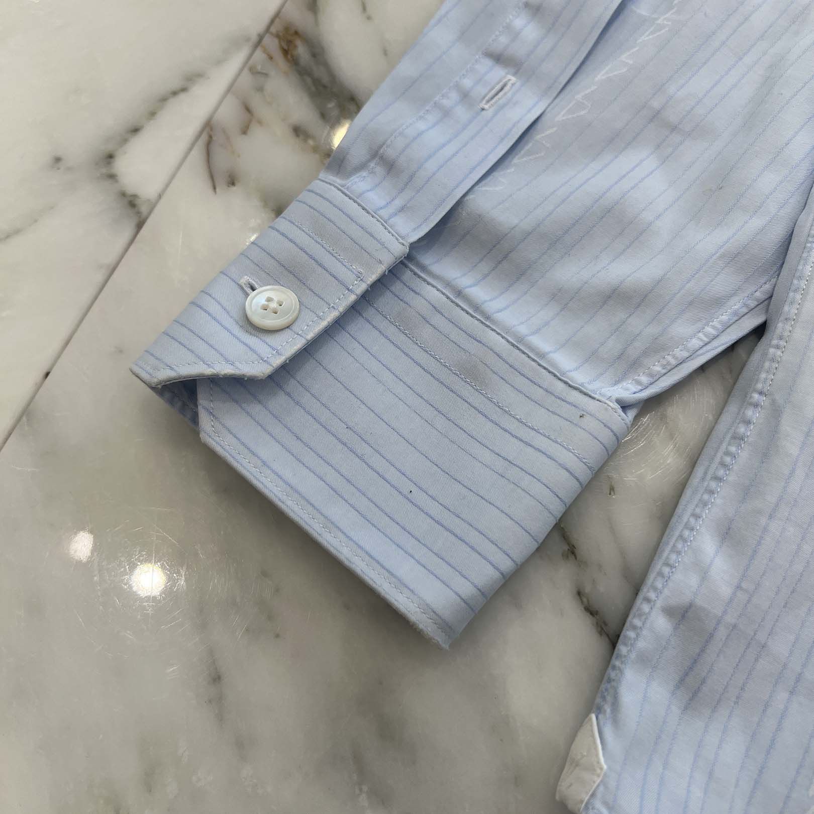 LOUIS VUITTON LV Logo Striped Long Sleeve Shirt HJS9PW Size 40/15 3/4 ルイヴィトン LVロゴ ストライプ 長袖シャツ サイズ40/15 3/4
