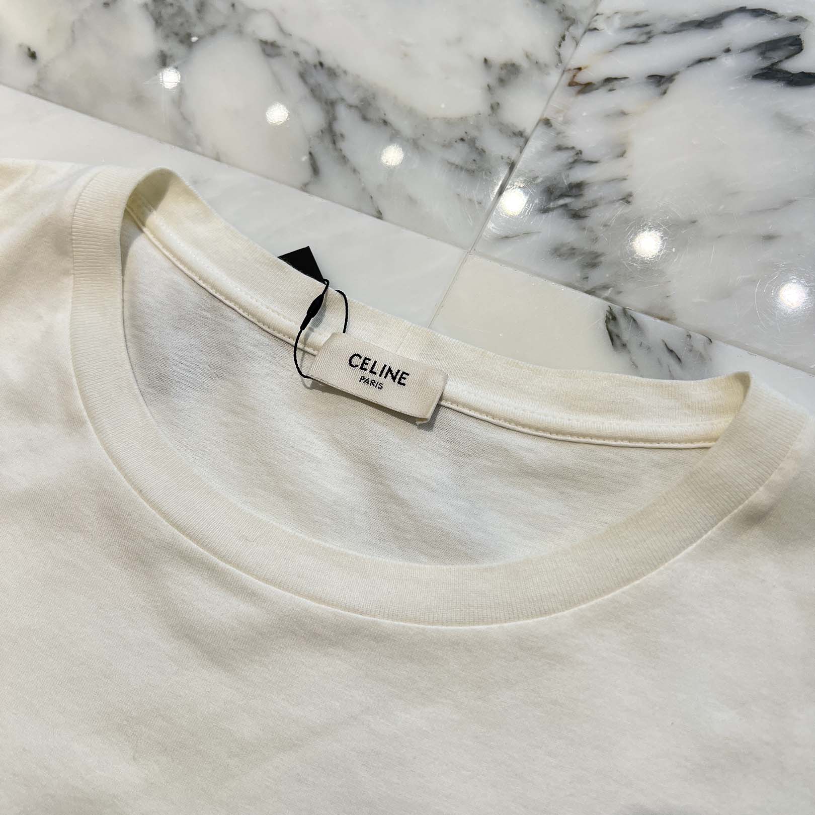 CELINE 2019SS Star Logo Print Rhinestone Tee 2X47F671Q Size XXL セリーヌ スターロゴプリント ラインストーンTシャツ サイズXXL
