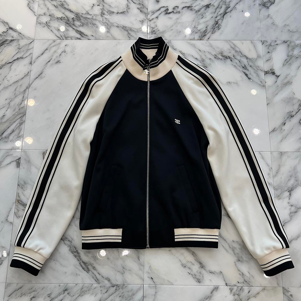 CELINE 2024AW Logo Embroidered Triomphe Side Stripe Technical Jersey Track Jacket 2Y14H121O.38EC Size XS セリーヌ ロゴ刺繡 トリオンフ サイドライン テクニカルジャージ トラックジャケット サイズXS