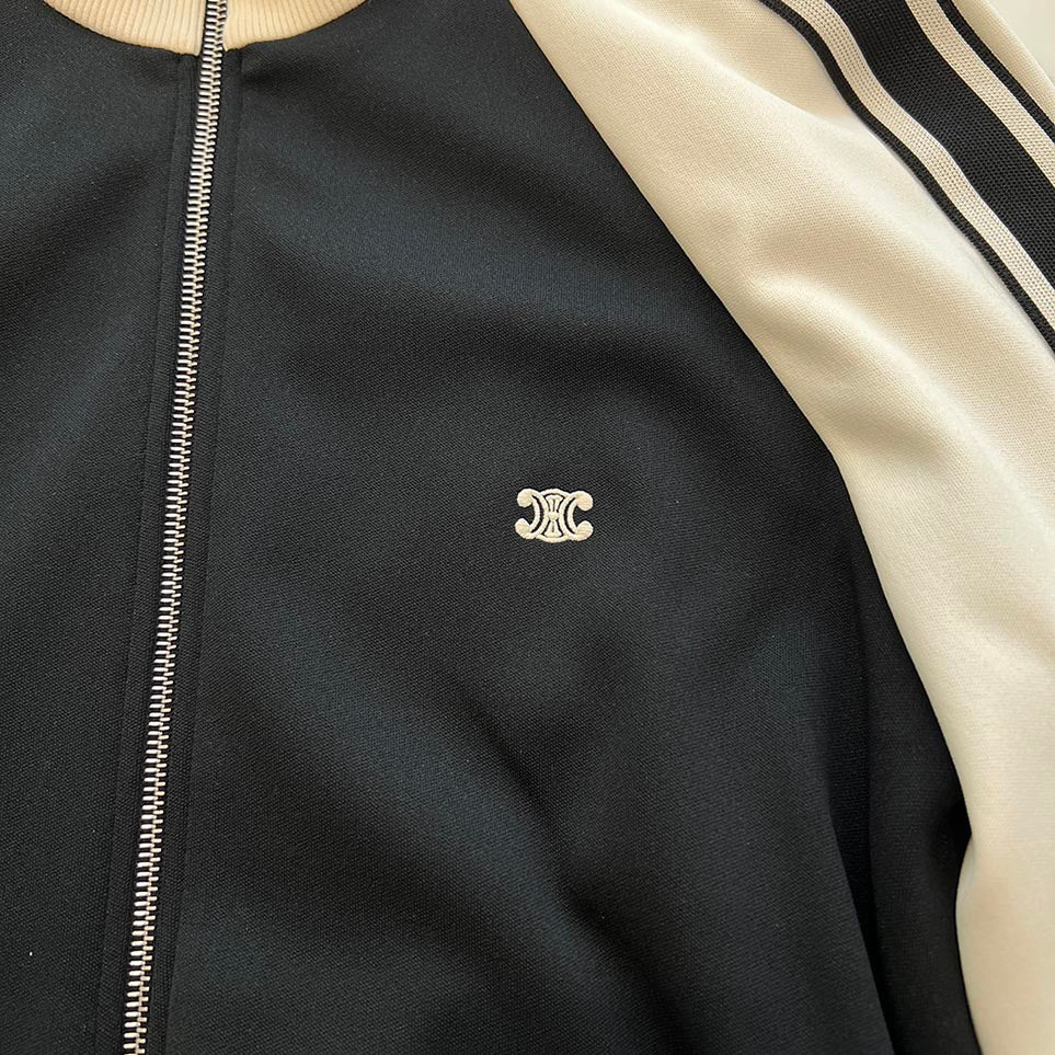 CELINE 2024AW Logo Embroidered Triomphe Side Stripe Technical Jersey Track Jacket 2Y14H121O.38EC Size XS セリーヌ ロゴ刺繡 トリオンフ サイドライン テクニカルジャージ トラックジャケット サイズXS
