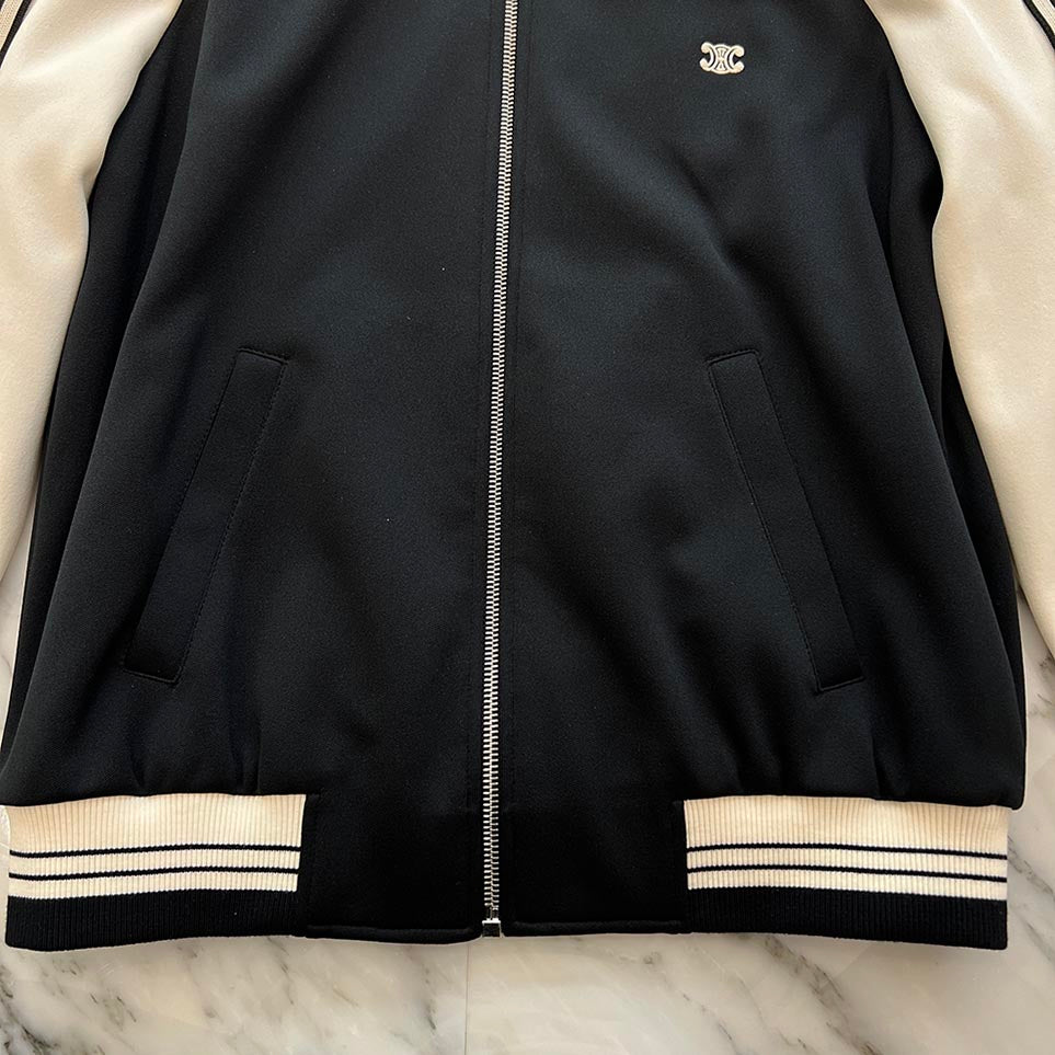 CELINE 2024AW Logo Embroidered Triomphe Side Stripe Technical Jersey Track Jacket 2Y14H121O.38EC Size XS セリーヌ ロゴ刺繡 トリオンフ サイドライン テクニカルジャージ トラックジャケット サイズXS