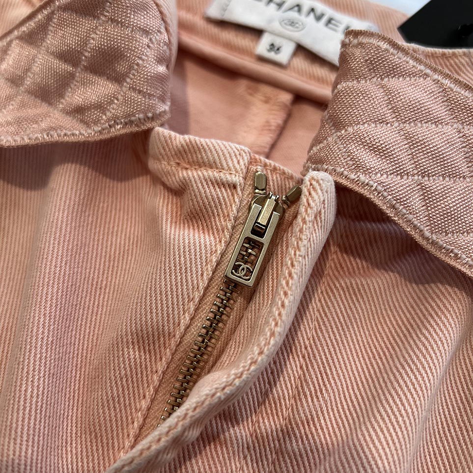 CHANEL Comes With Matelassé Ribbon Wide Denim Pants P58416V44378 Size 36 シャネル マトラッセリボン付き ワイドデニムパンツ サイズ36