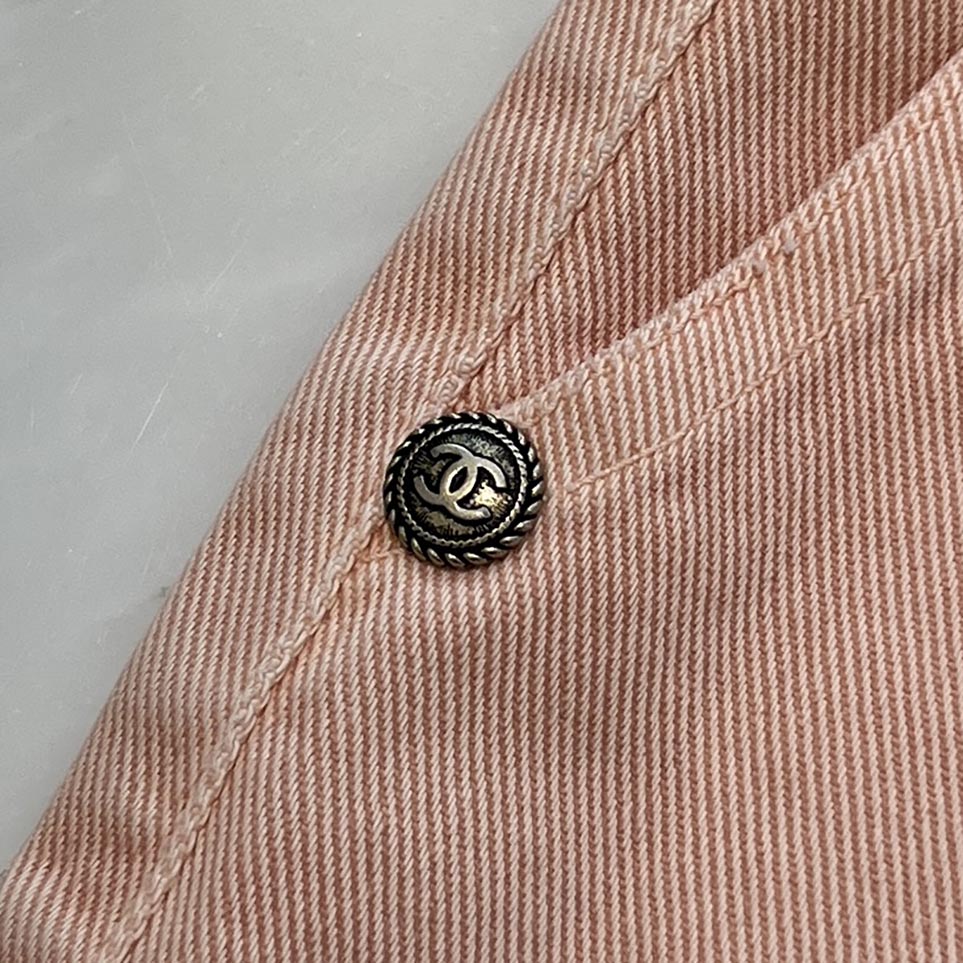 CHANEL Comes With Matelassé Ribbon Wide Denim Pants P58416V44378 Size 36 シャネル マトラッセリボン付き ワイドデニムパンツ サイズ36