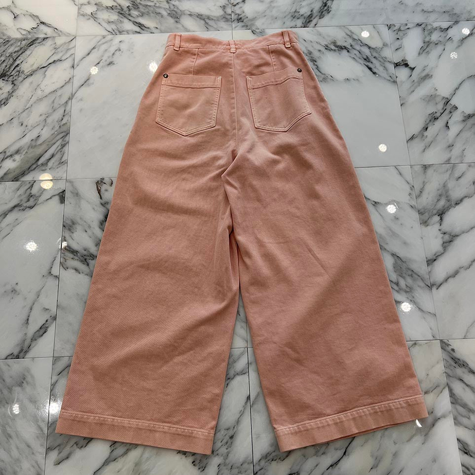 CHANEL Comes With Matelassé Ribbon Wide Denim Pants P58416V44378 Size 36 シャネル マトラッセリボン付き ワイドデニムパンツ サイズ36