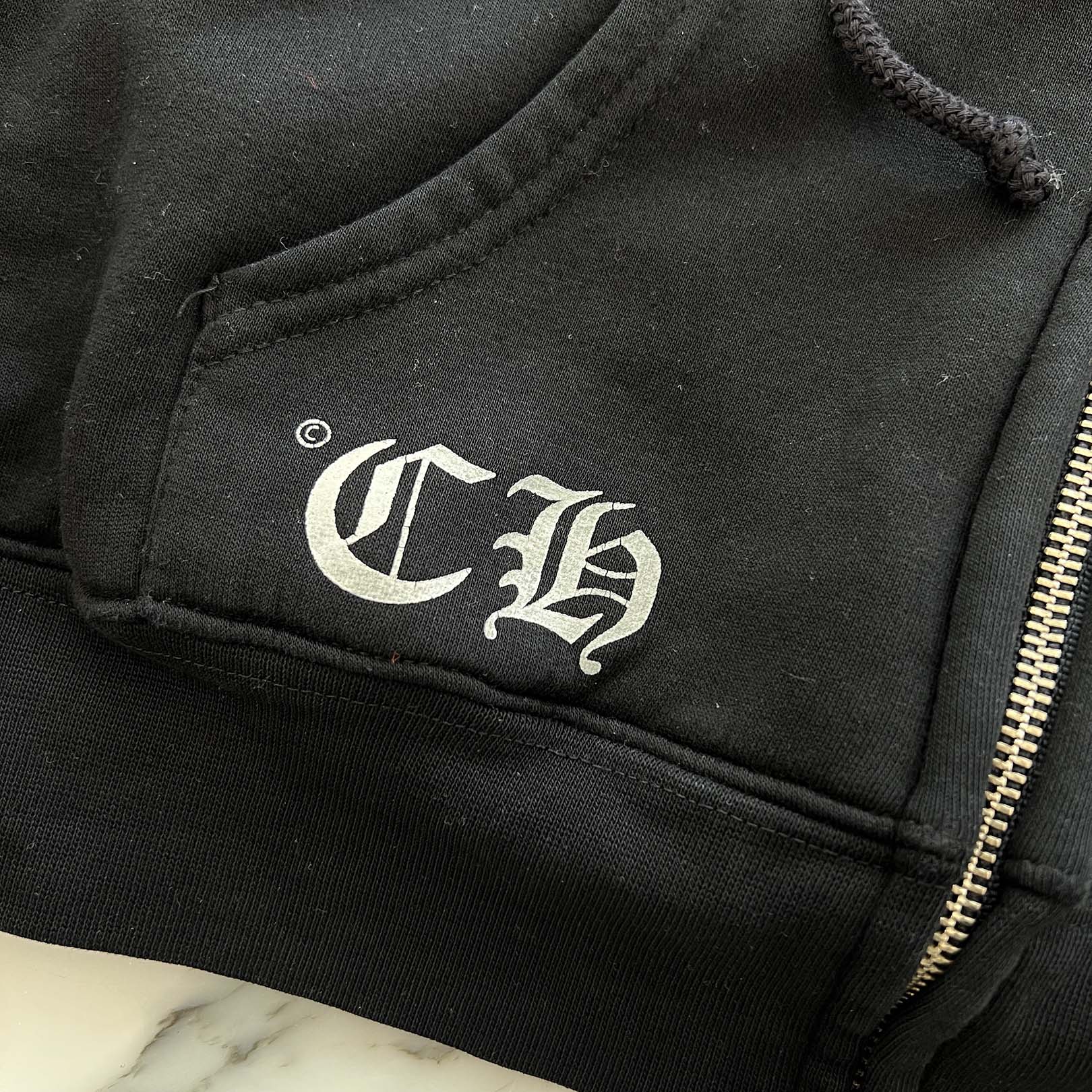 CHROME HEARTS CH Plus Gold Horseshoe Print Zip Up Hoodie Size M クロムハーツ CHプラス ゴールド ホースシュー プリント ジップアップフーディー サイズM