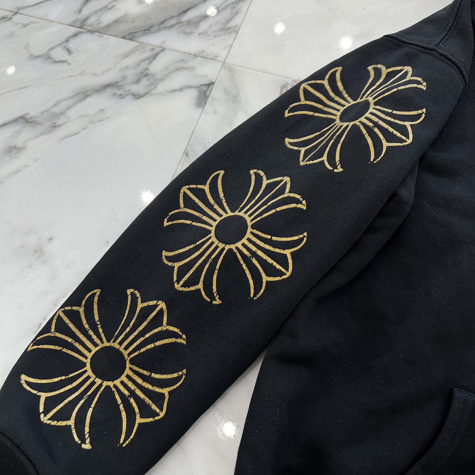 CHROME HEARTS CH Plus Gold Horseshoe Print Zip Up Hoodie Size M クロムハーツ CHプラス ゴールド ホースシュー プリント ジップアップフーディー サイズM