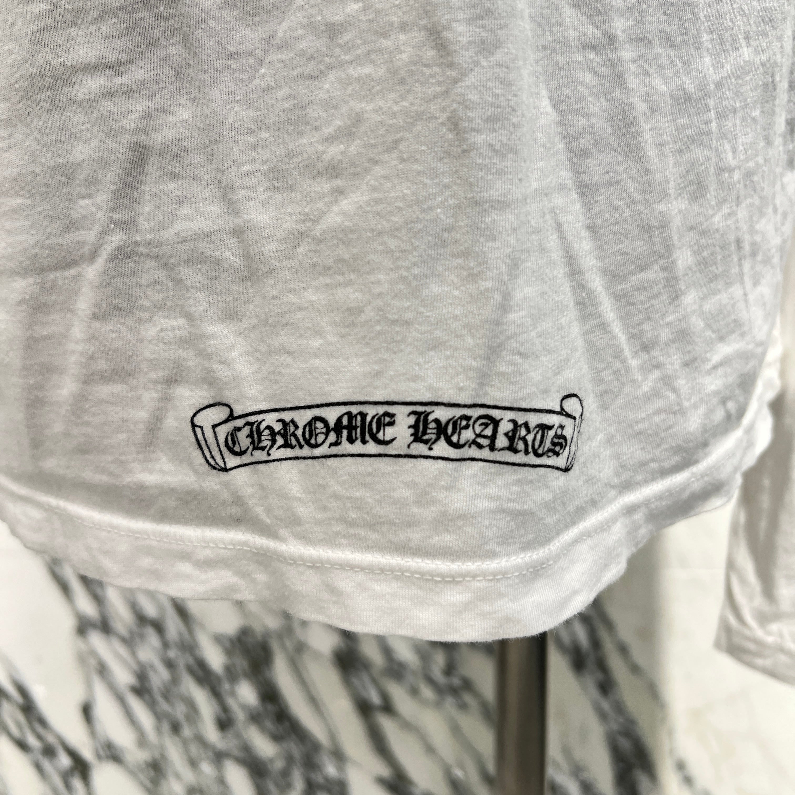 CHROME HEARTS Cross Ball Button CH Cross Print Long Sleeve Polo Tee Size S クロムハーツ クロスボールボタン CHクロス プリント ロングスリーブ ポロTシャツ サイズS