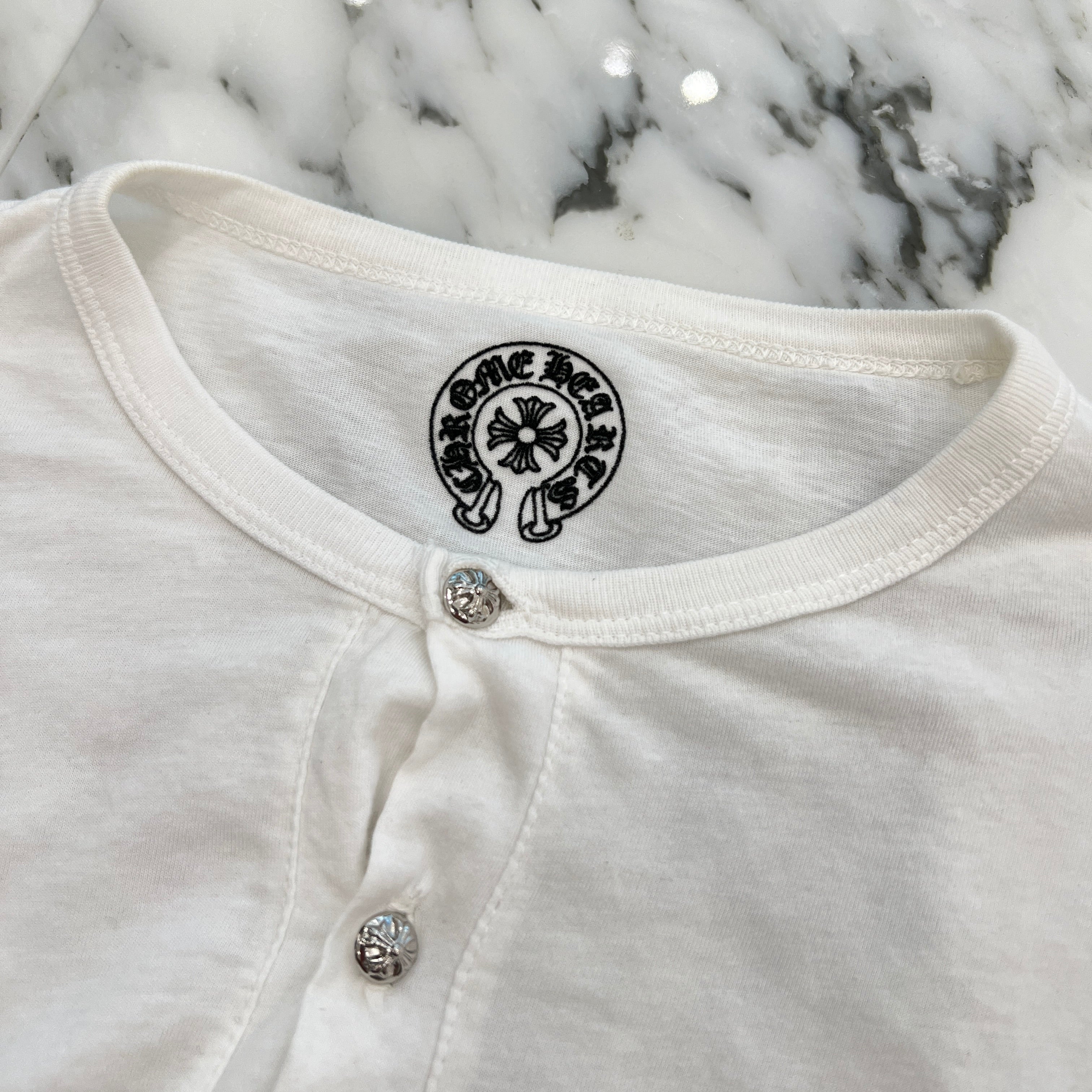 CHROME HEARTS Cross Ball Button CH Cross Print Long Sleeve Polo Tee Size S クロムハーツ クロスボールボタン CHクロス プリント ロングスリーブ ポロTシャツ サイズS