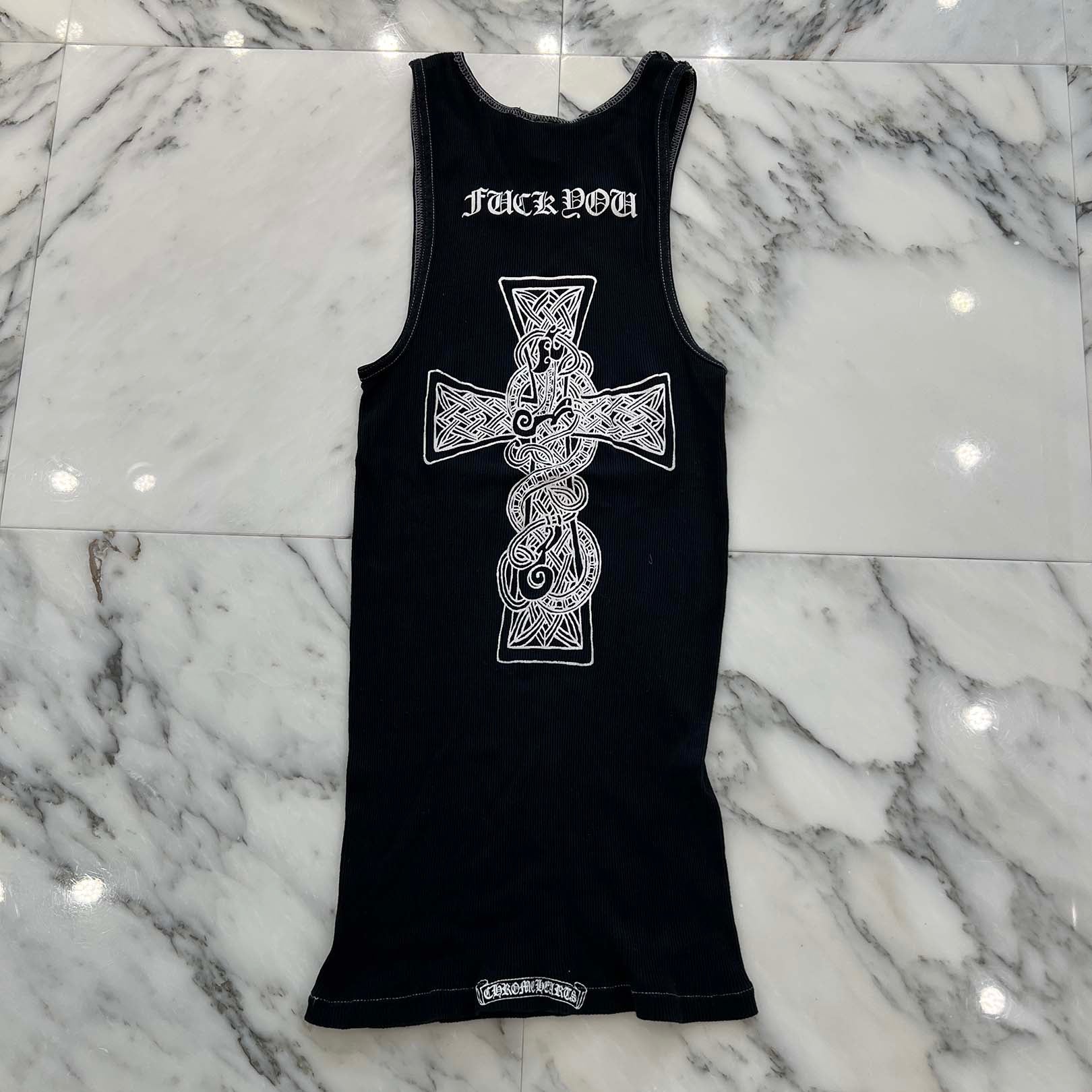 CHROME HEARTS FUCK YOU Back Cross Print Tank Top Size M クロムハーツ ファックユー バッククロスプリント タンクトップ サイズM