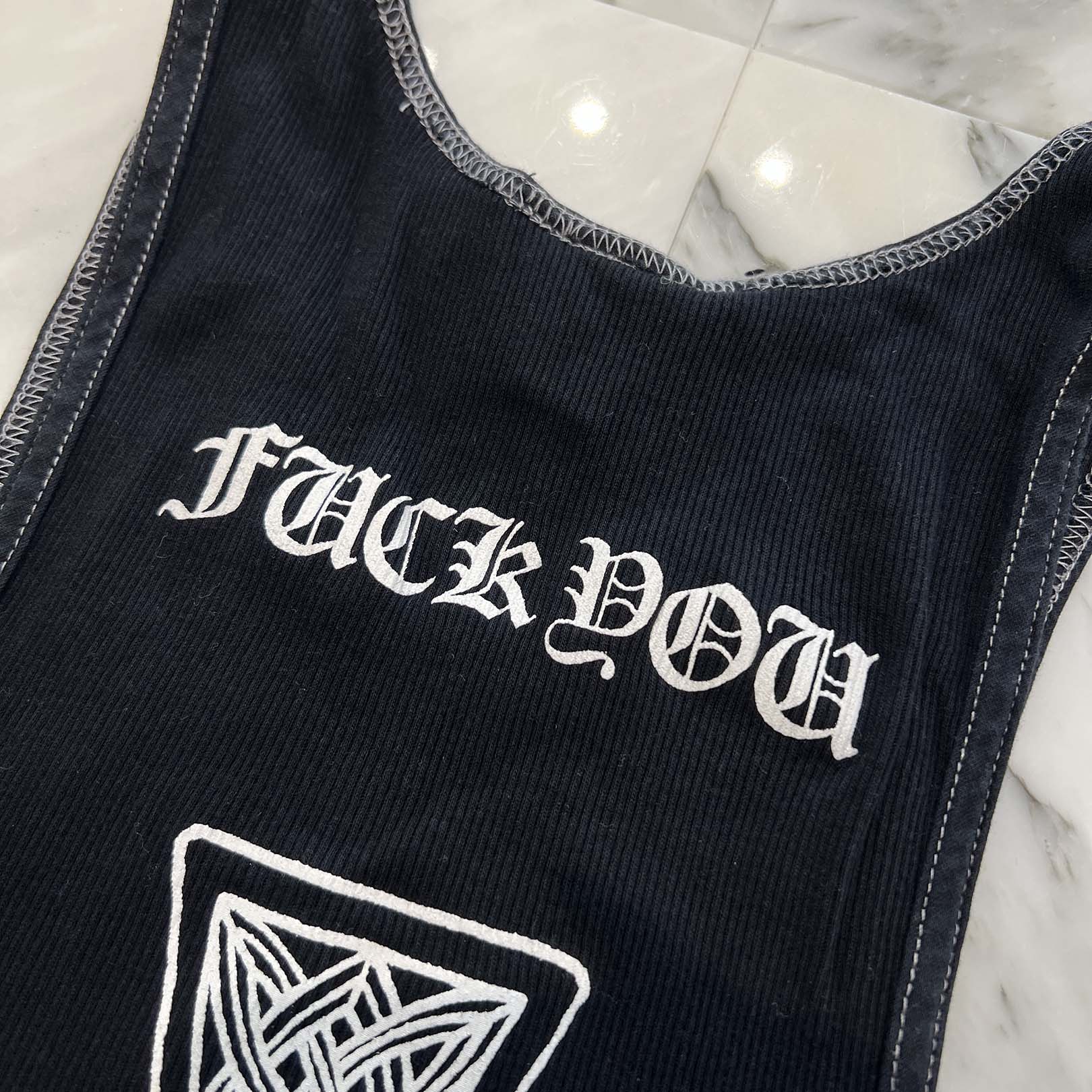 CHROME HEARTS FUCK YOU Back Cross Print Tank Top Size M クロムハーツ ファックユー バッククロスプリント タンクトップ サイズM