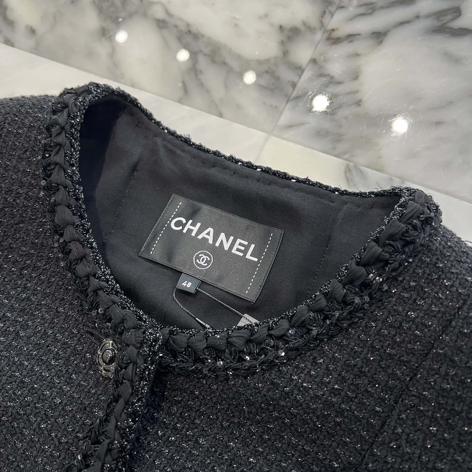 CHANEL 2025SS Camellia Button Cotton Tweed Jacket P79349V71607