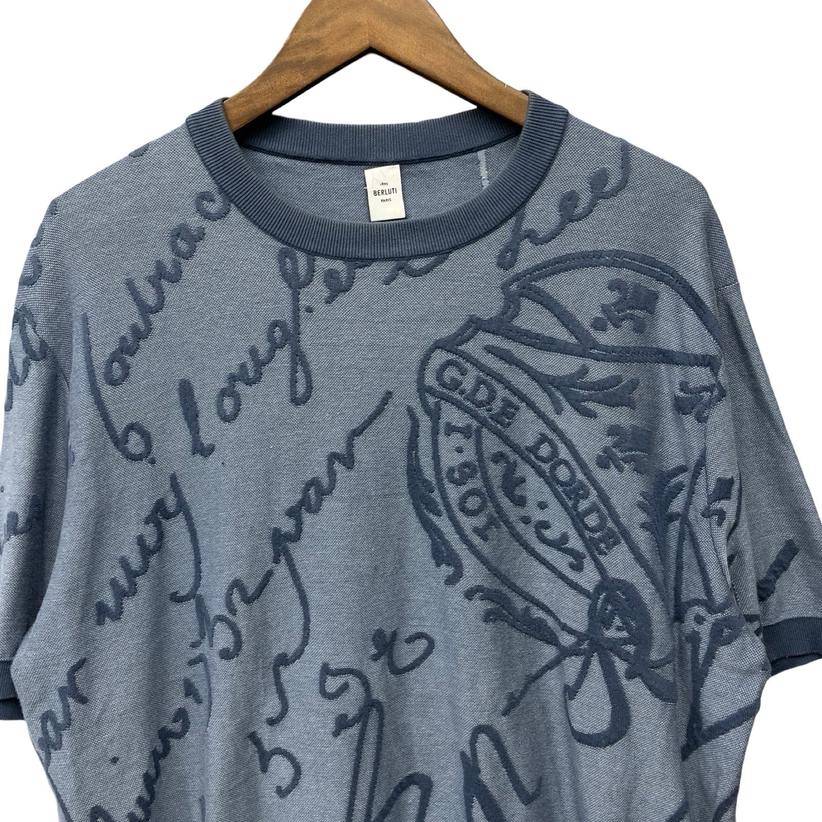 Berluti 2023AW Cotton Scritto Short Sleeve Knit R22KRS57YCAB Size 2XL