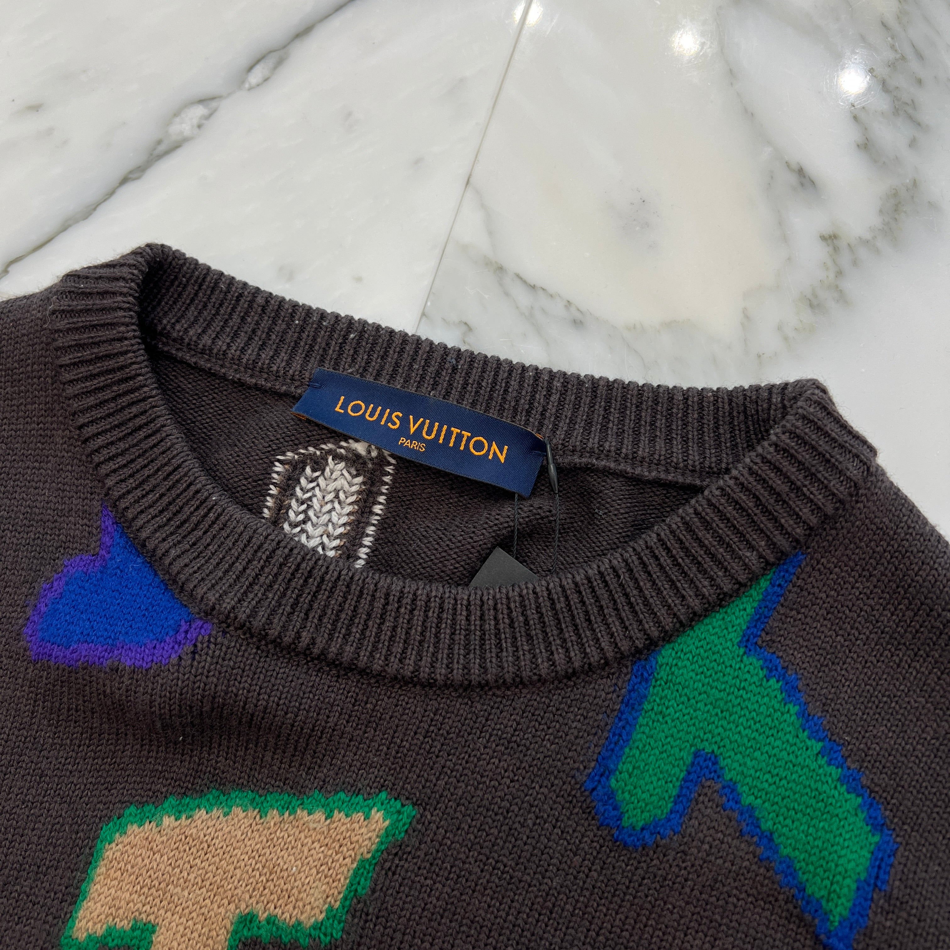 LOUIS VUITTON × NBA 2021AW Letters Crewneck Knit Sweater Size L 1ABX0G ルイヴィトン × NBA レターズ クルーネック ニットセーター サイズL