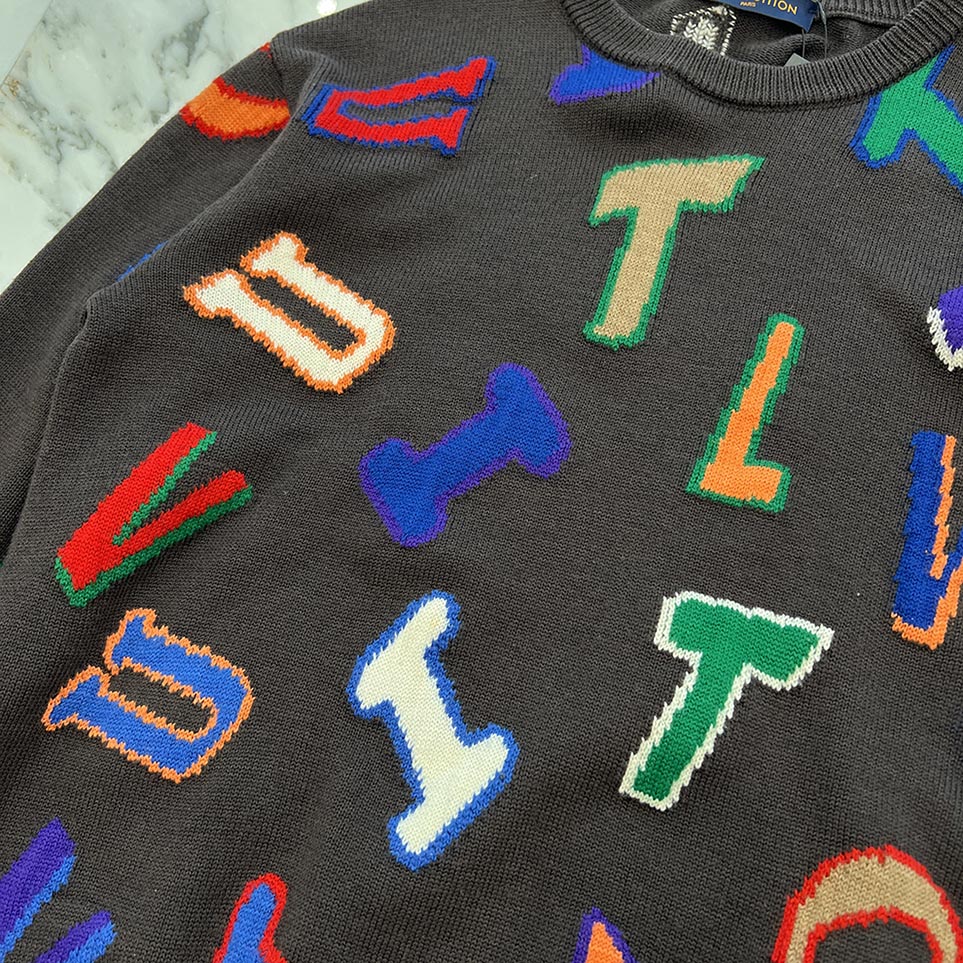 LOUIS VUITTON × NBA 2021AW Letters Crewneck Knit Sweater Size L 1ABX0G ルイヴィトン × NBA レターズ クルーネック ニットセーター サイズL