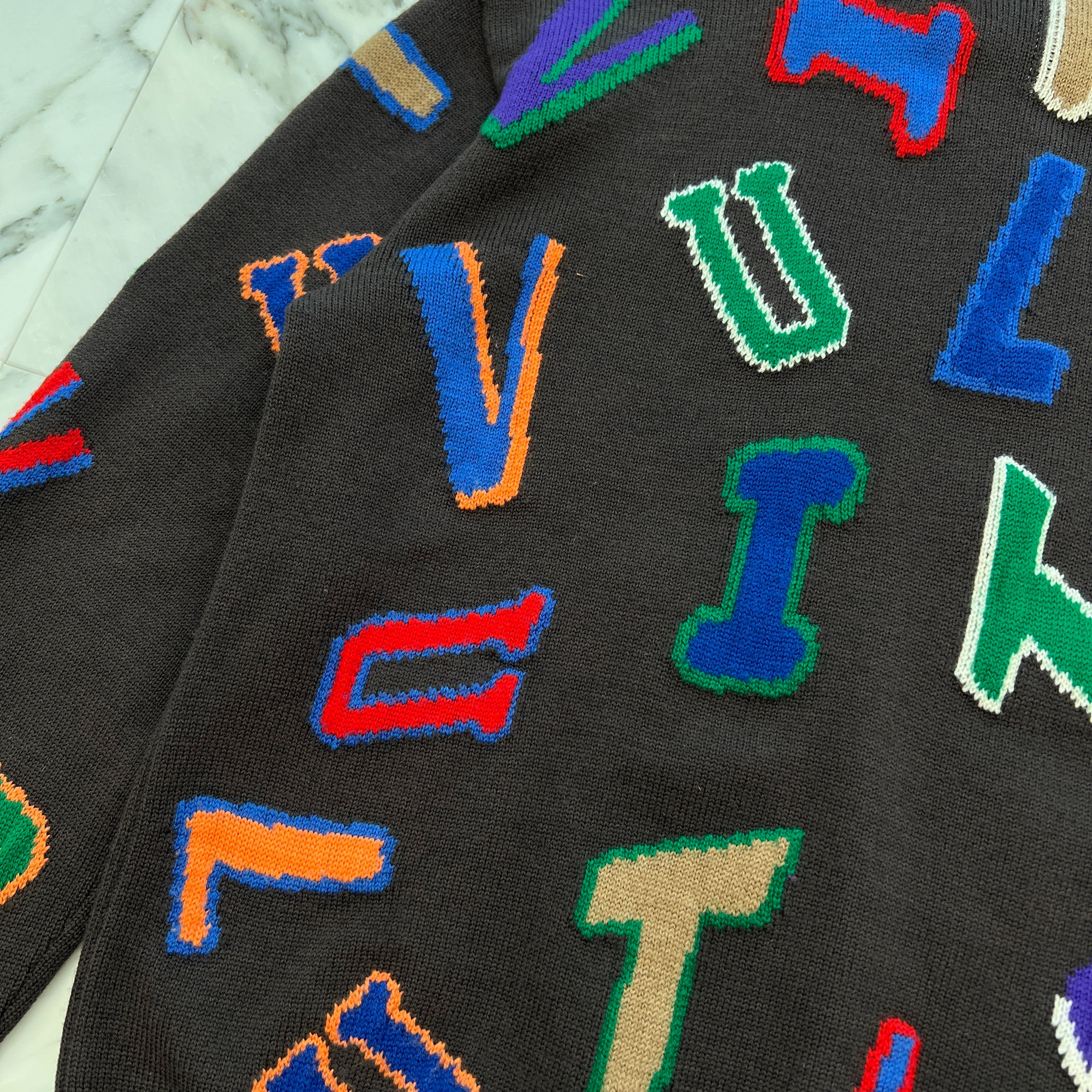 LOUIS VUITTON × NBA 2021AW Letters Crewneck Knit Sweater Size L 1ABX0G ルイヴィトン × NBA レターズ クルーネック ニットセーター サイズL