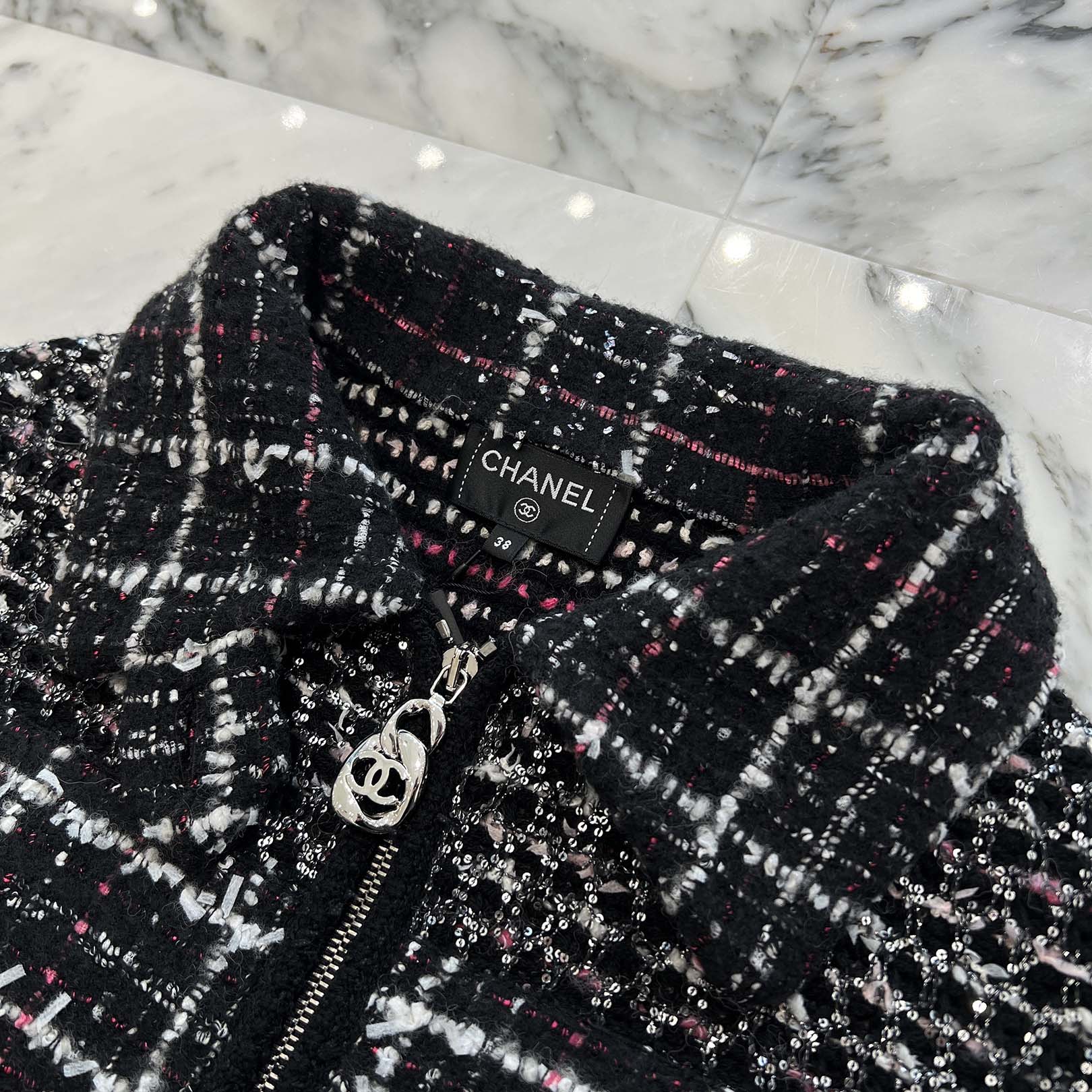 CHANEL 2025AW Mixed Tweed Zip Up Jacket P77860K 11282 NZS56 Size 38 シャネル ミックスツイード ジップアップジャケット サイズ38
