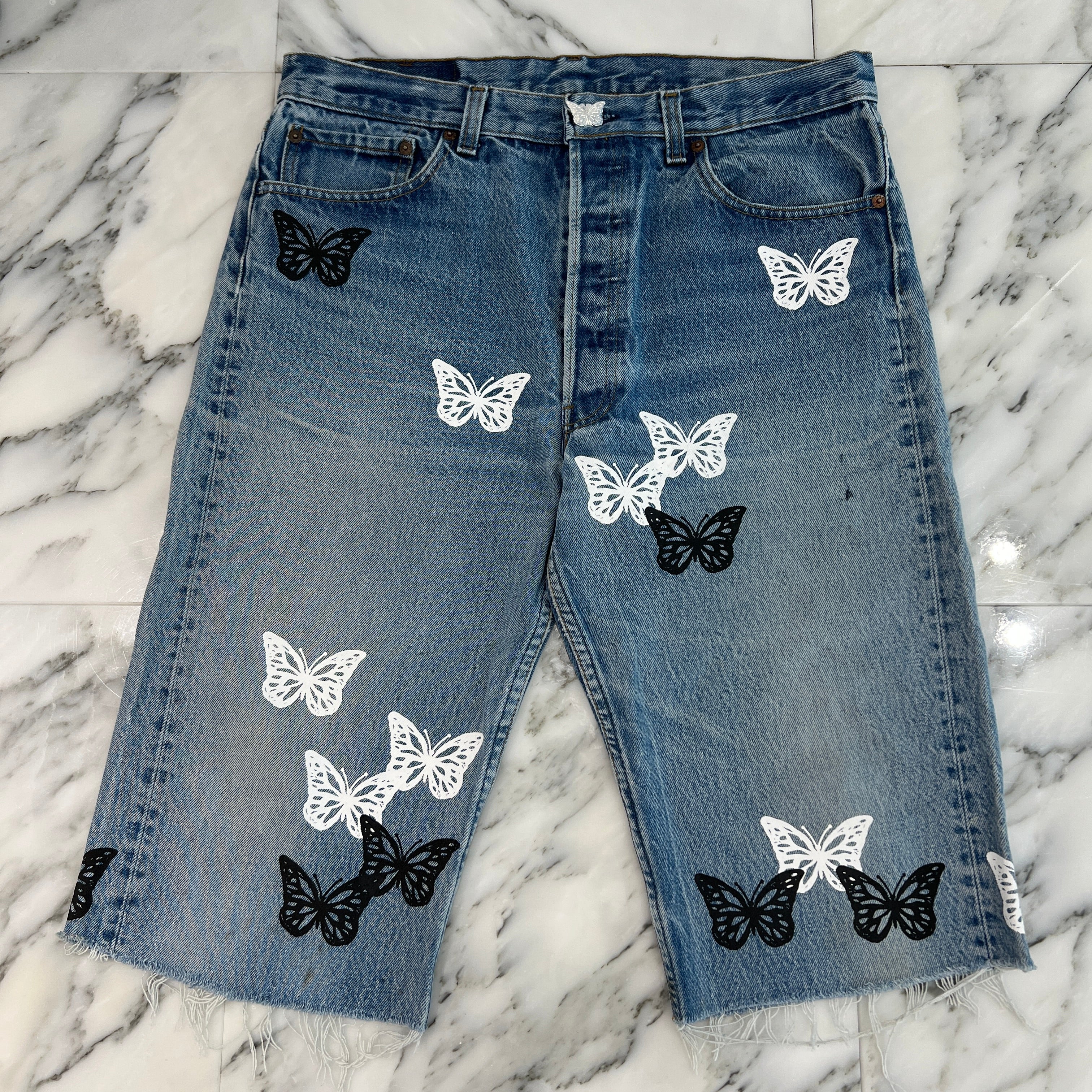 ABOUT DREAMS Butterfly Denim Shorts Size W36×L38 アバウト
