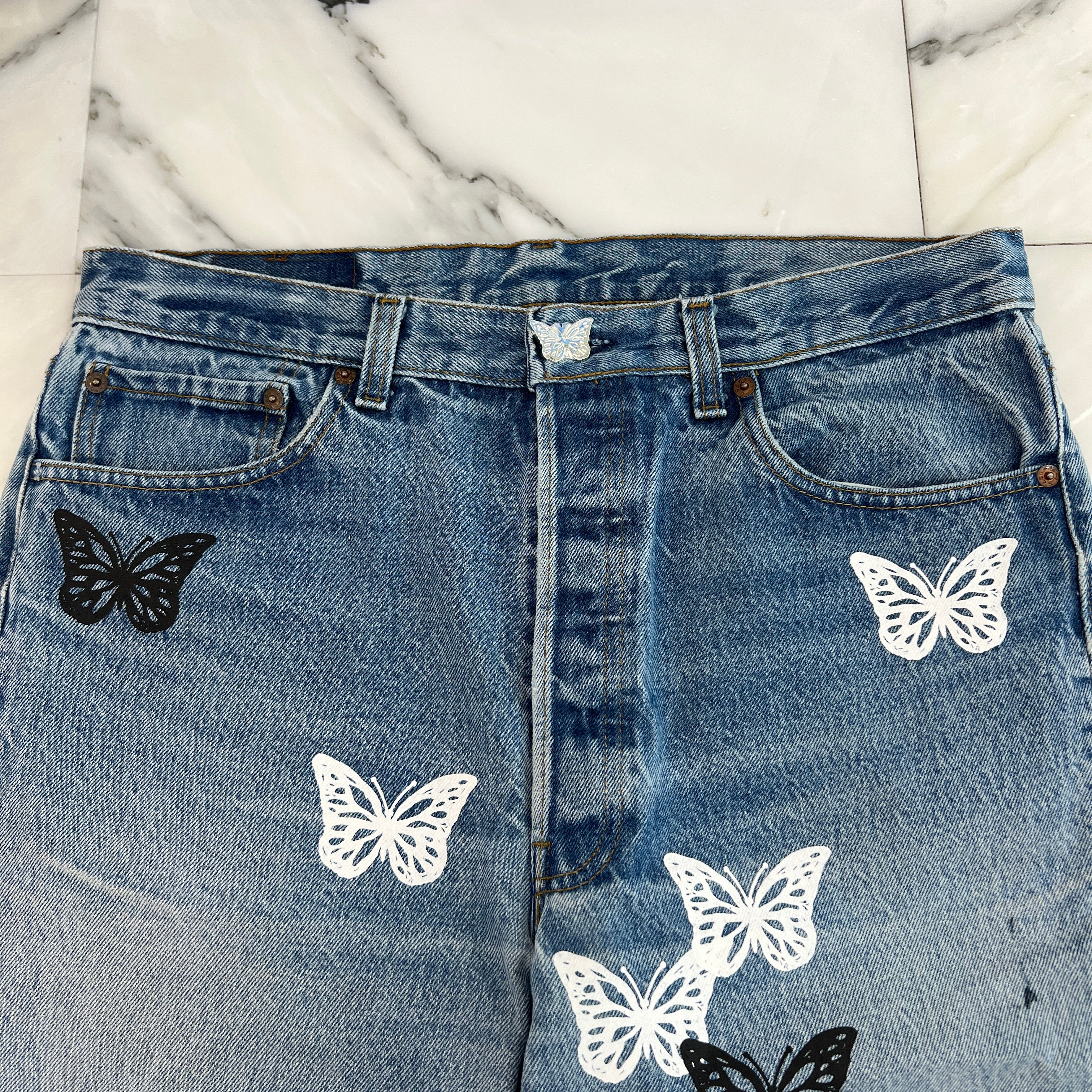 ABOUT DREAMS Butterfly Denim Shorts Size W36×L38 アバウトドリームズ バタフライ デニムショーツ サイズW36×L38