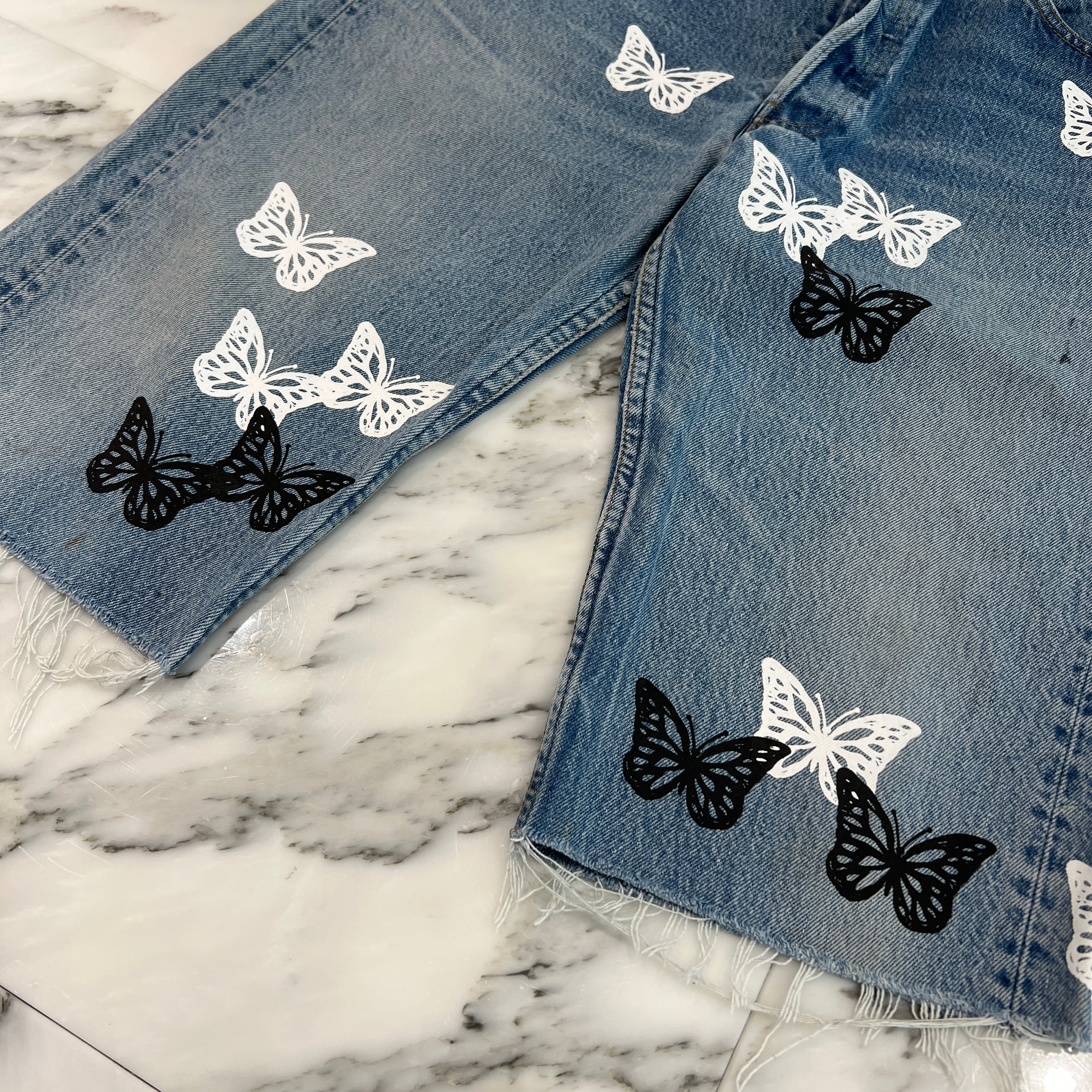 ABOUT DREAMS Butterfly Denim Shorts Size W36×L38 アバウトドリームズ バタフライ デニムショーツ サイズW36×L38
