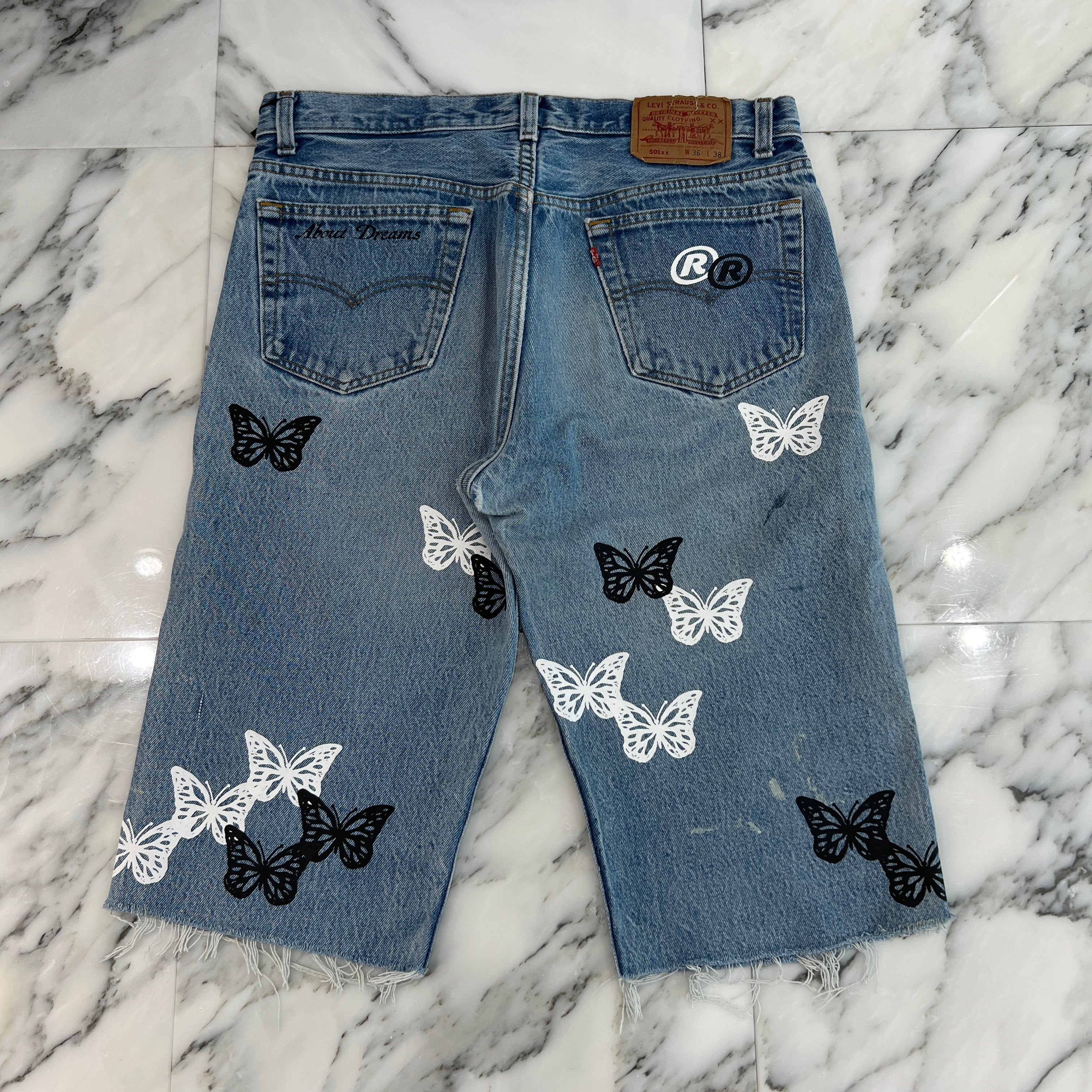 ABOUT DREAMS Butterfly Denim Shorts Size W36×L38 アバウトドリームズ バタフライ デニムショーツ サイズW36×L38