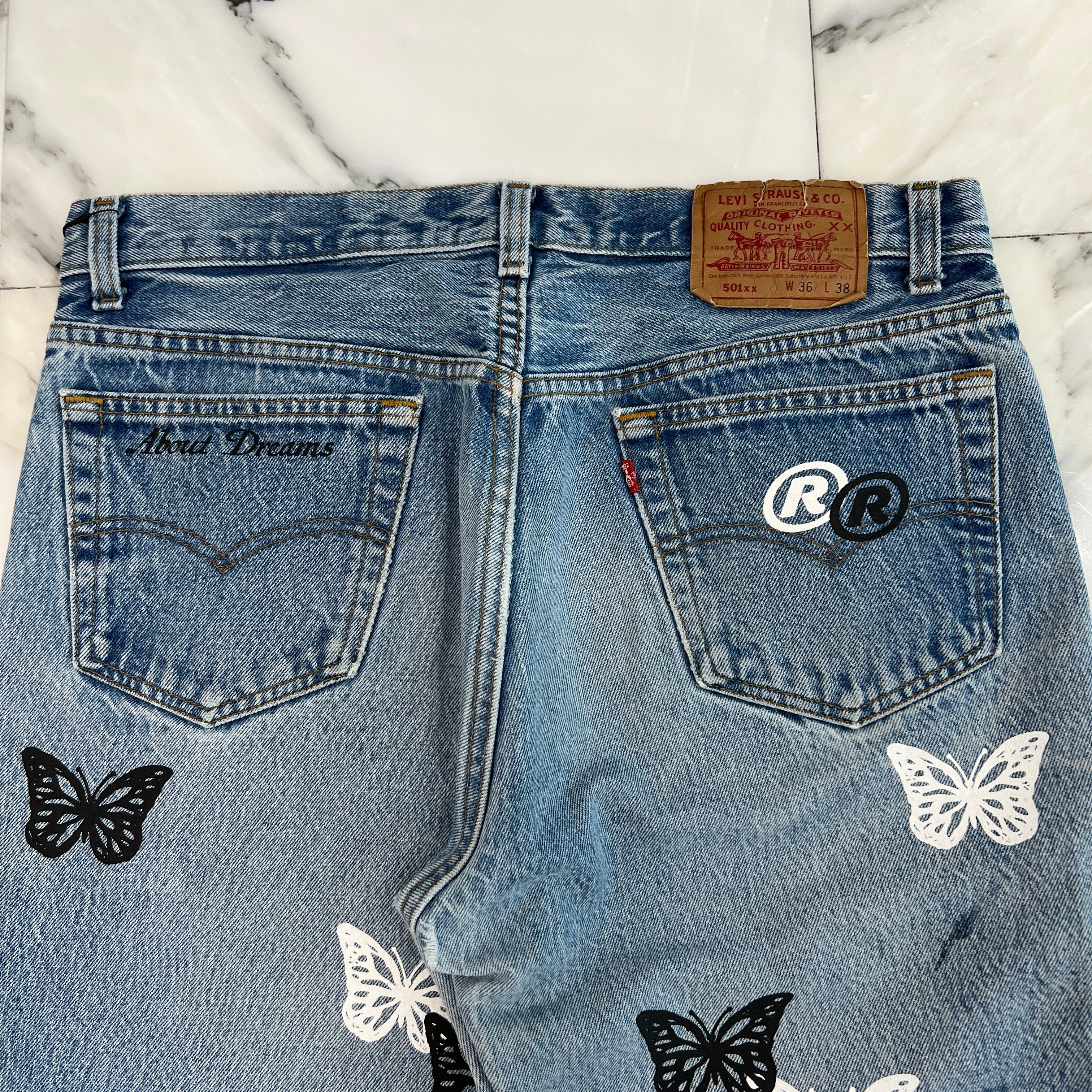 ABOUT DREAMS Butterfly Denim Shorts Size W36×L38 アバウトドリームズ バタフライ デニムショーツ サイズW36×L38