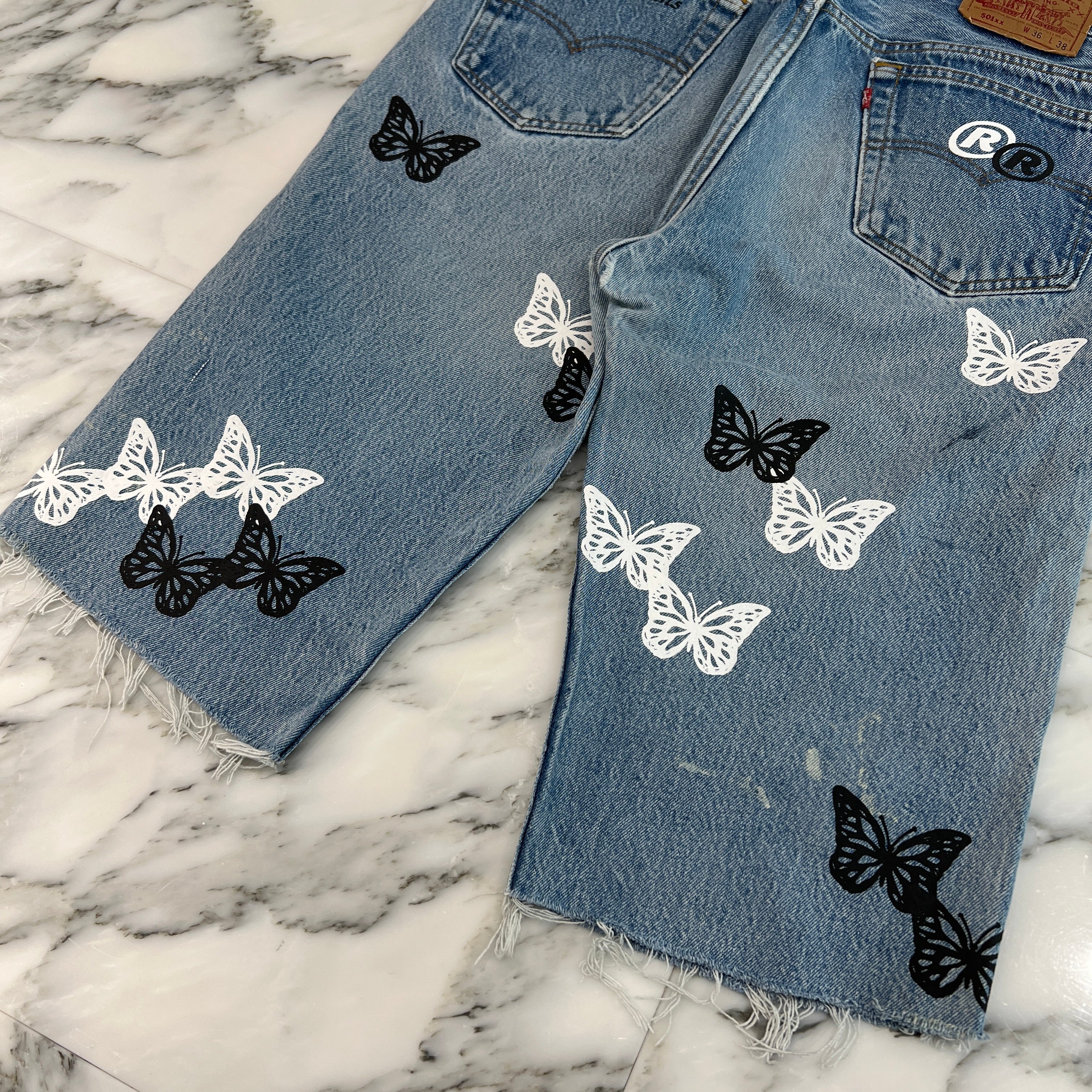 ABOUT DREAMS Butterfly Denim Shorts Size W36×L38 アバウトドリームズ バタフライ デニムショーツ サイズW36×L38