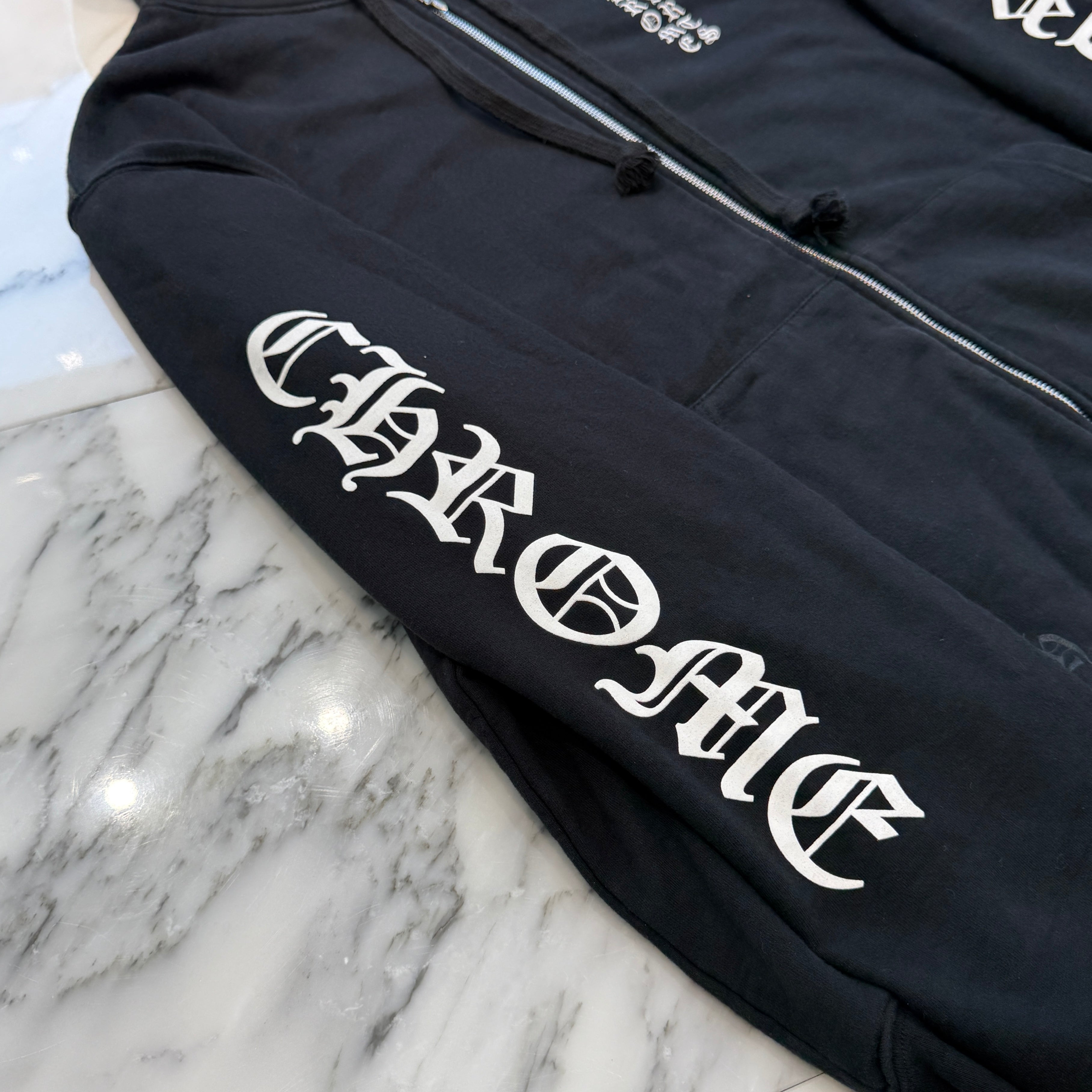 CHROME HEARTS Vertical Logo Thermal Zip Up Hoodie Size XL クロムハーツ ヴァーティカル ロゴ サーマル ジップアップフーディー サイズXL