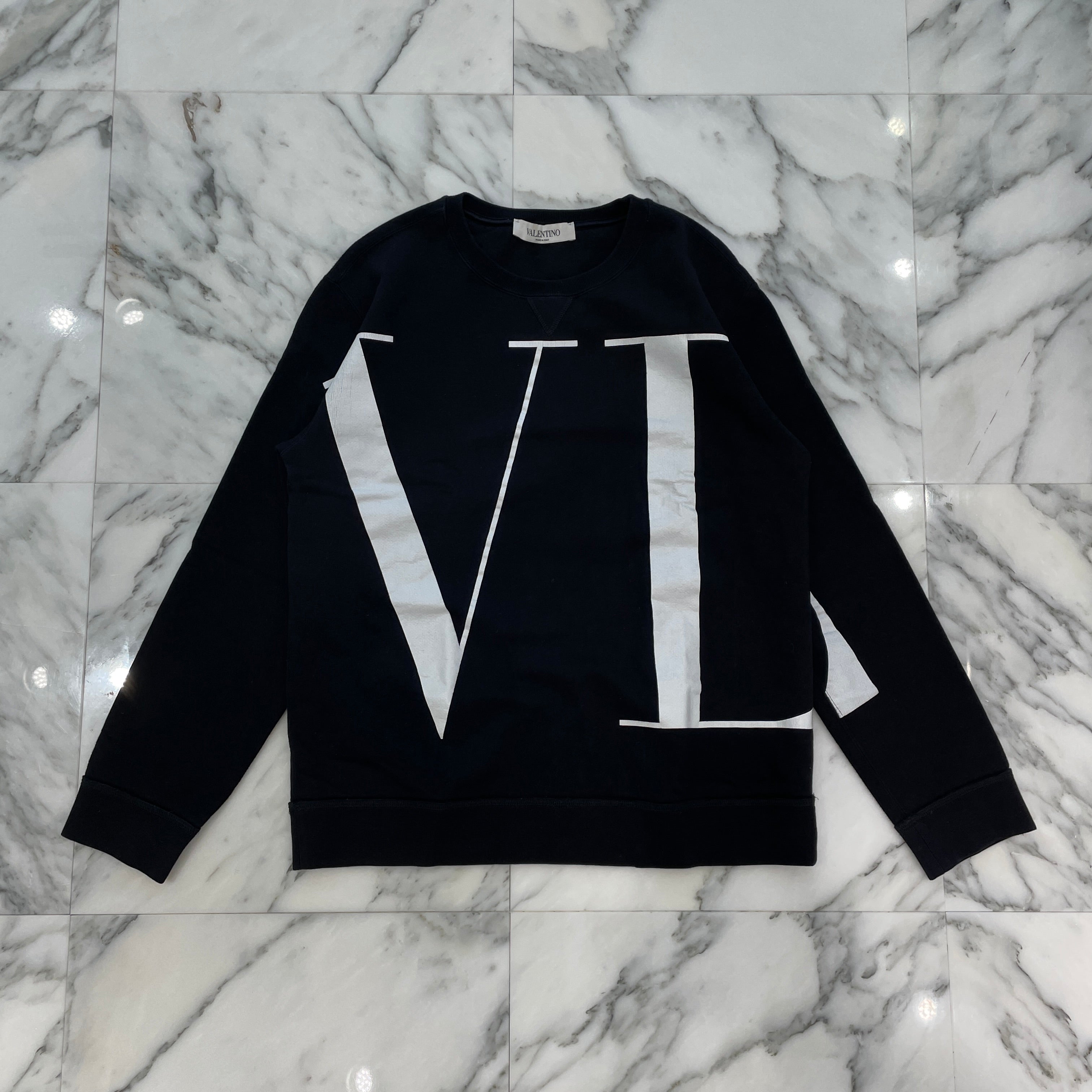 VALENTINO 2018AW Big Logo Print Crew Neck Sweat Shirt QV0MF12K591 Size M バレンティノ ビッグロゴ プリント クルーネック スウェットシャツ サイズM