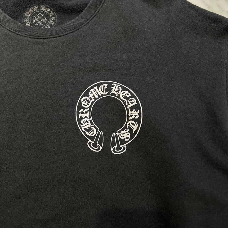 CHROME HEARTS Floral Cross Horseshoe Crewneck Sweat Shirts Size XL クロムハーツ フローラルクロス ホースシュー クルーネック スウェットシャツ サイズXL