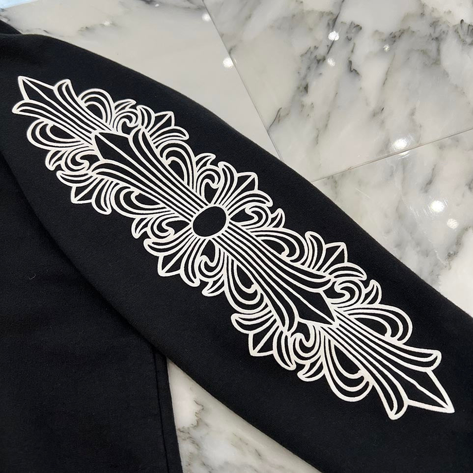 CHROME HEARTS Floral Cross Horseshoe Crewneck Sweat Shirts Size XL クロムハーツ フローラルクロス ホースシュー クルーネック スウェットシャツ サイズXL