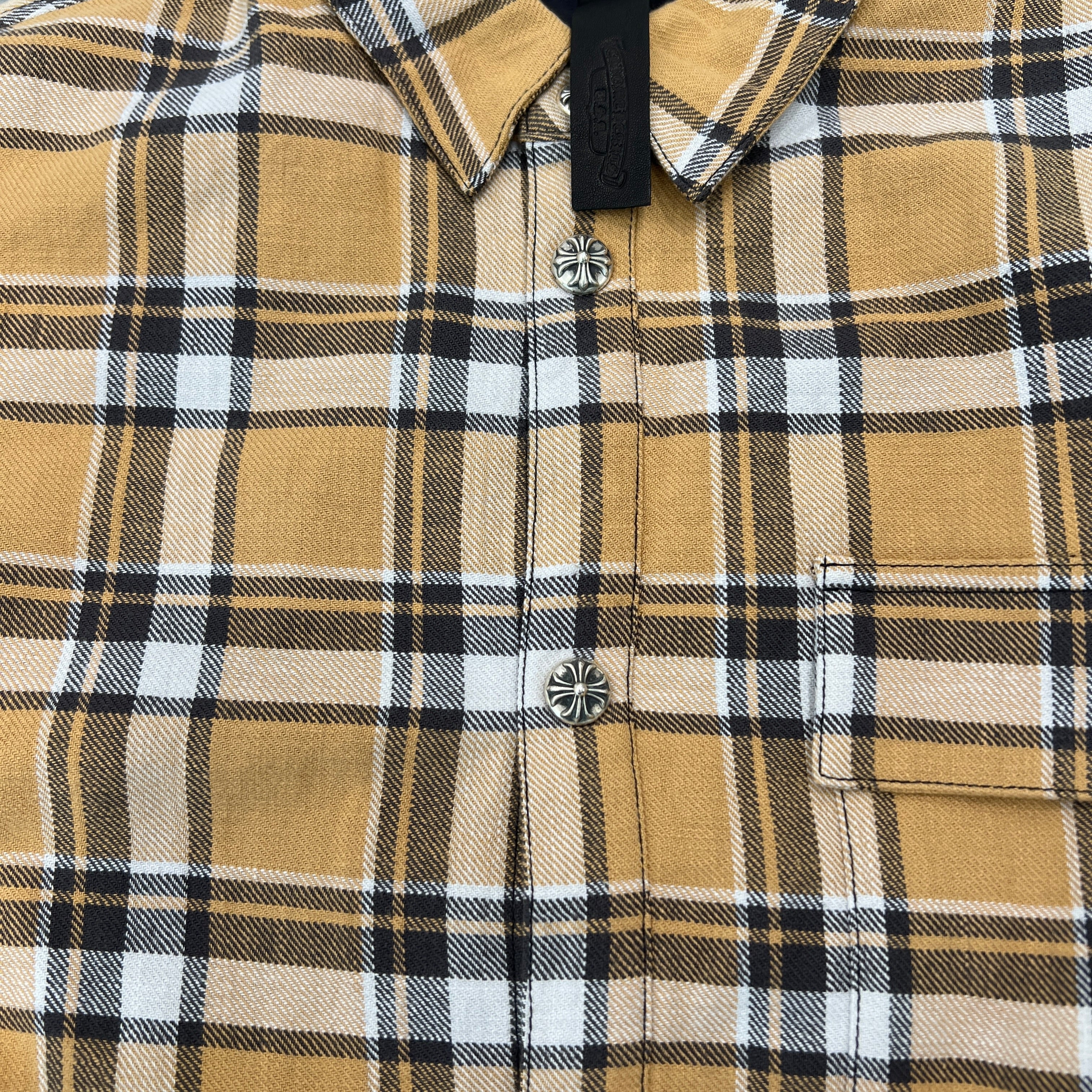 CHROME HEARTS Y NOT WORK DOG Floral Cross Print Flannel Check Jacket Size XXL クロムハーツ ワイノット ワークドッグ フローラルクロスプリント フランネル チェック ジャケット サイズXXL