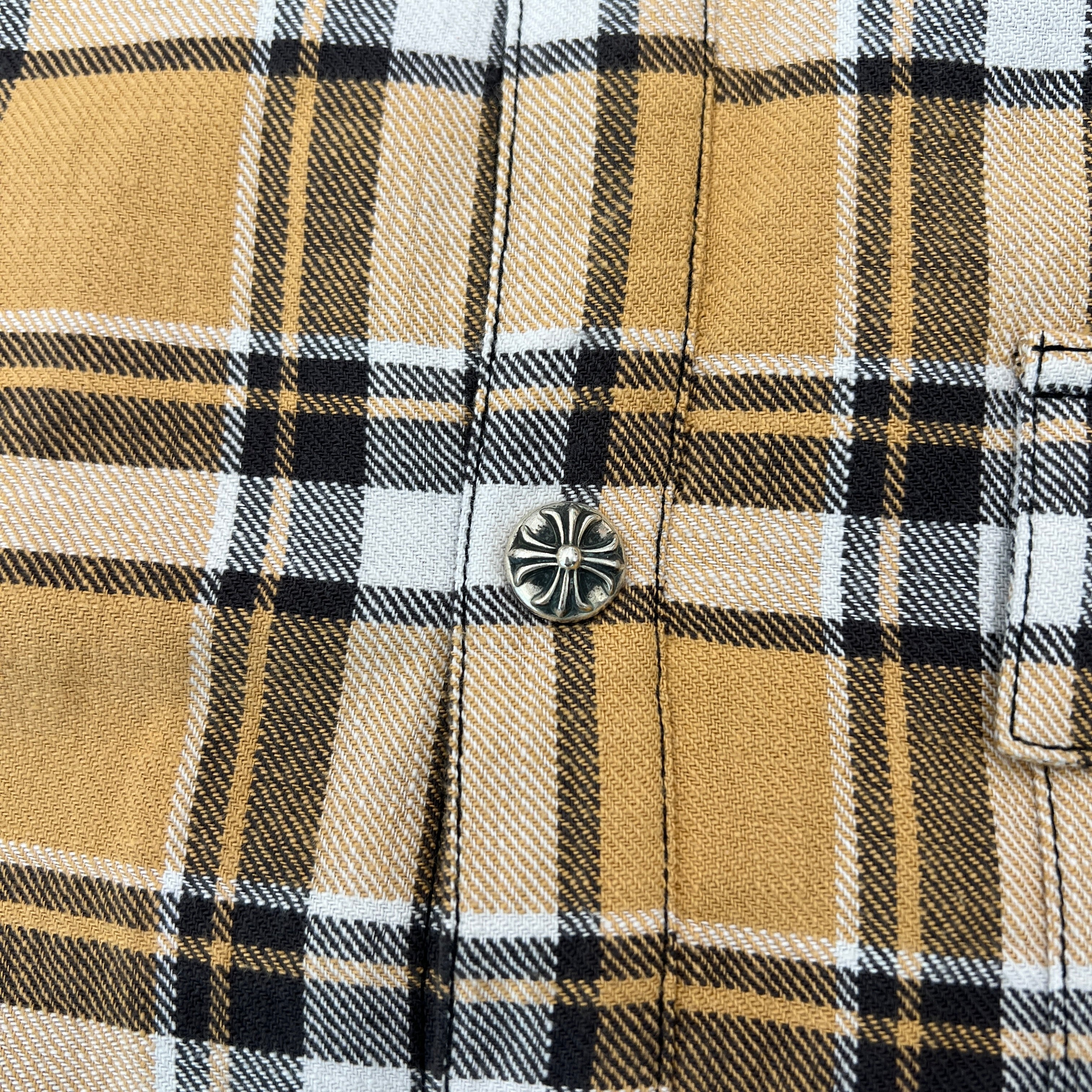 CHROME HEARTS Y NOT WORK DOG Floral Cross Print Flannel Check Jacket Size XXL クロムハーツ ワイノット ワークドッグ フローラルクロスプリント フランネル チェック ジャケット サイズXXL