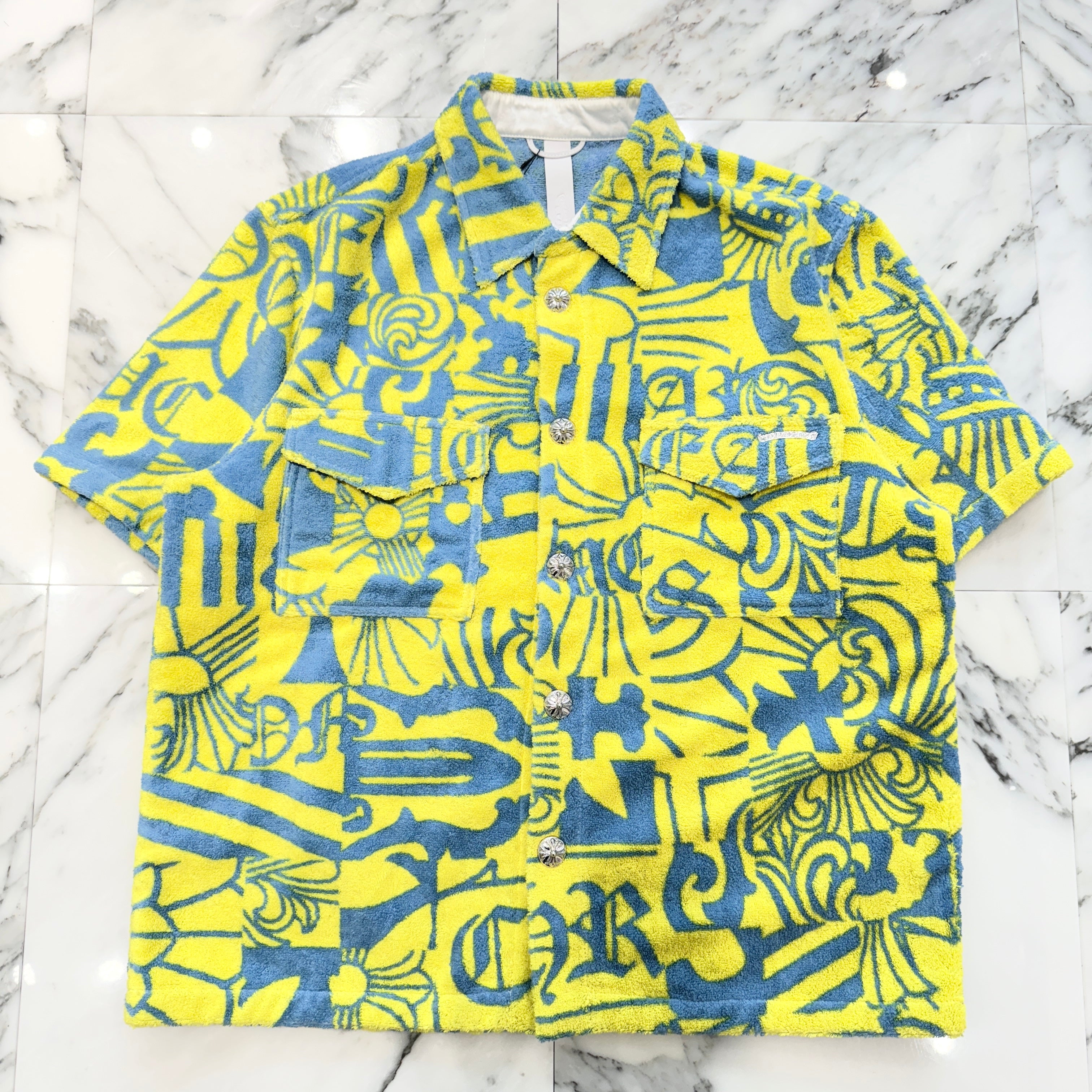 CHROME HEARTS MIAMI Limited Cross button Pile All Over Pattern Short Sleeve Shirt Size L クロムハーツ マイアミ限定 クロスボタン パイル オールオーバーパターン 半袖シャツ サイズL