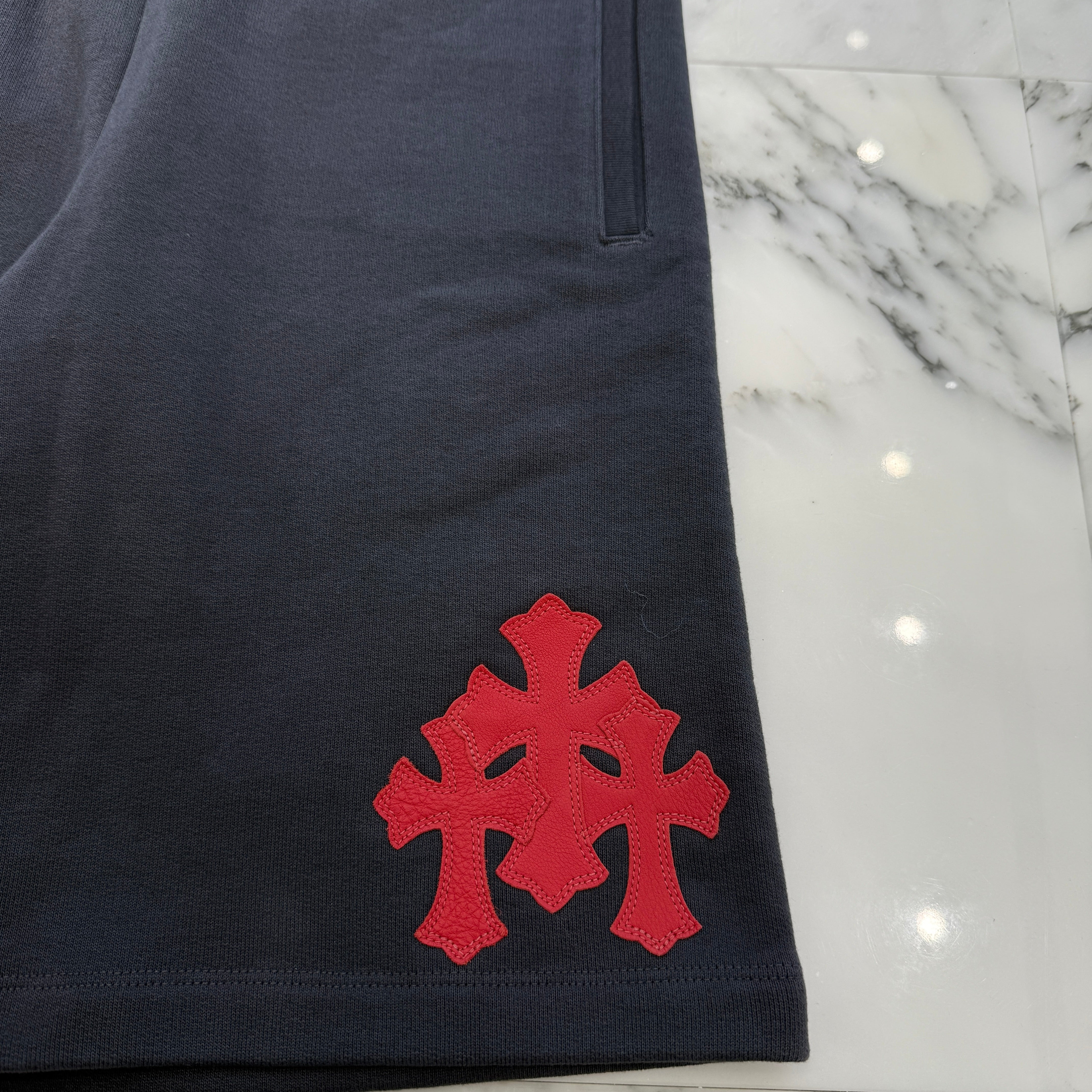 CHROME HEARTS Y NOT 3 Cemetery Cross Patch Sweat Shorts Size S