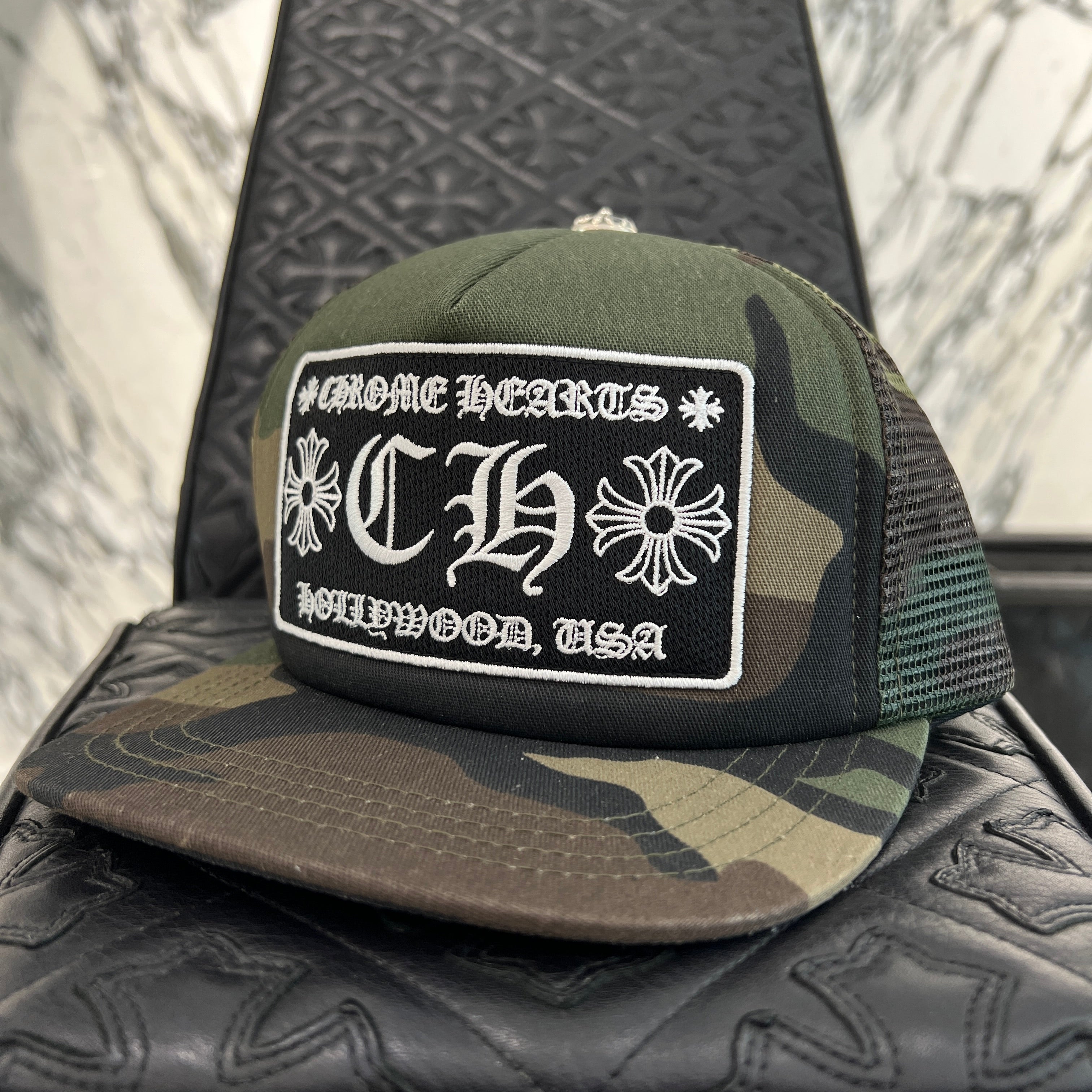 CHROME HEARTS tracker cap camo クロムハーツ CHROME HEARTS Hollywood Limited Camo Mesh Trucker Cap Size