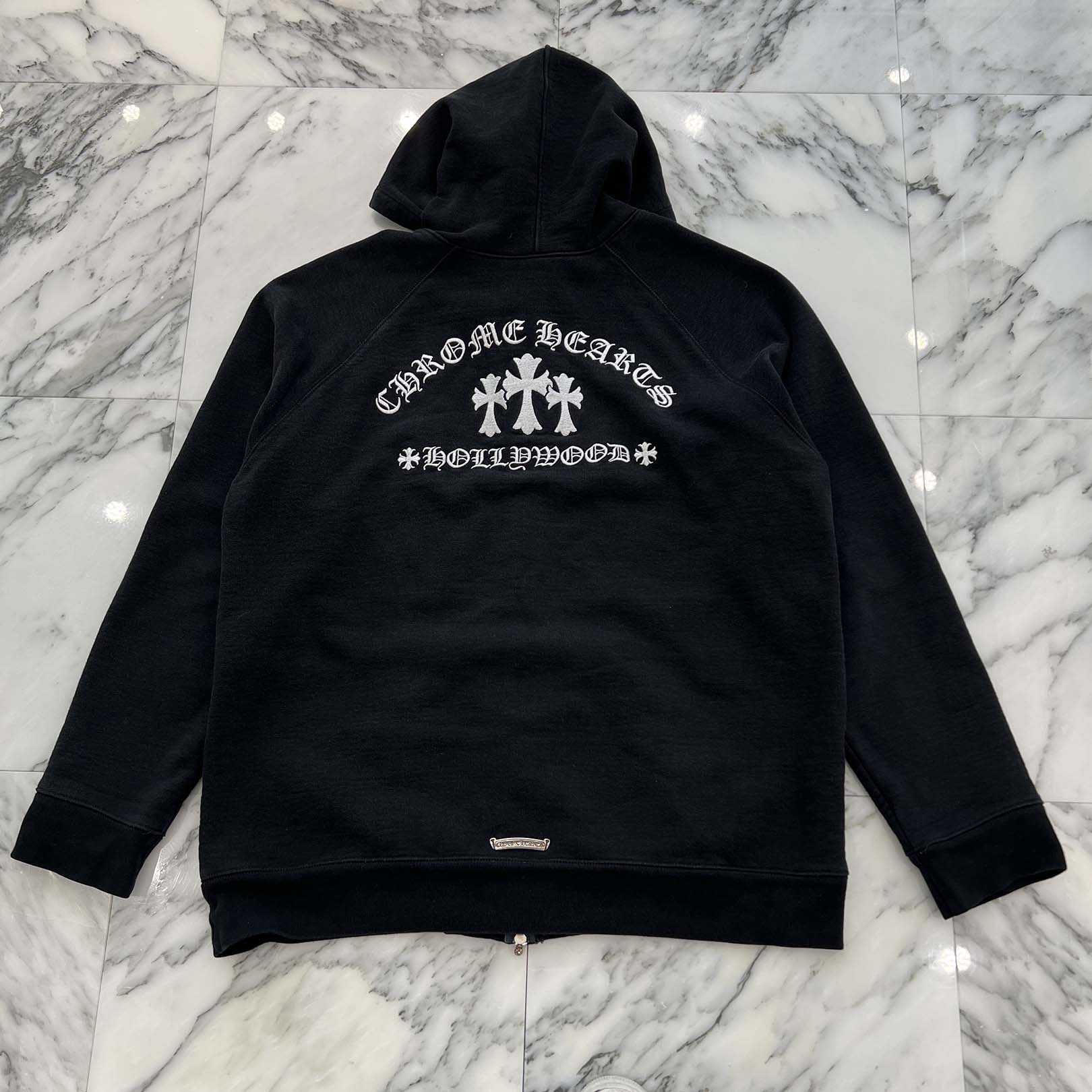CHROME HEARTS King Taco 3 Cemetery Cross Embroidery Zip Up Hoodie Size XXL クロムハーツ キングタコ 3セメタリークロス刺繍 ジップアップフーディー サイズXXL
