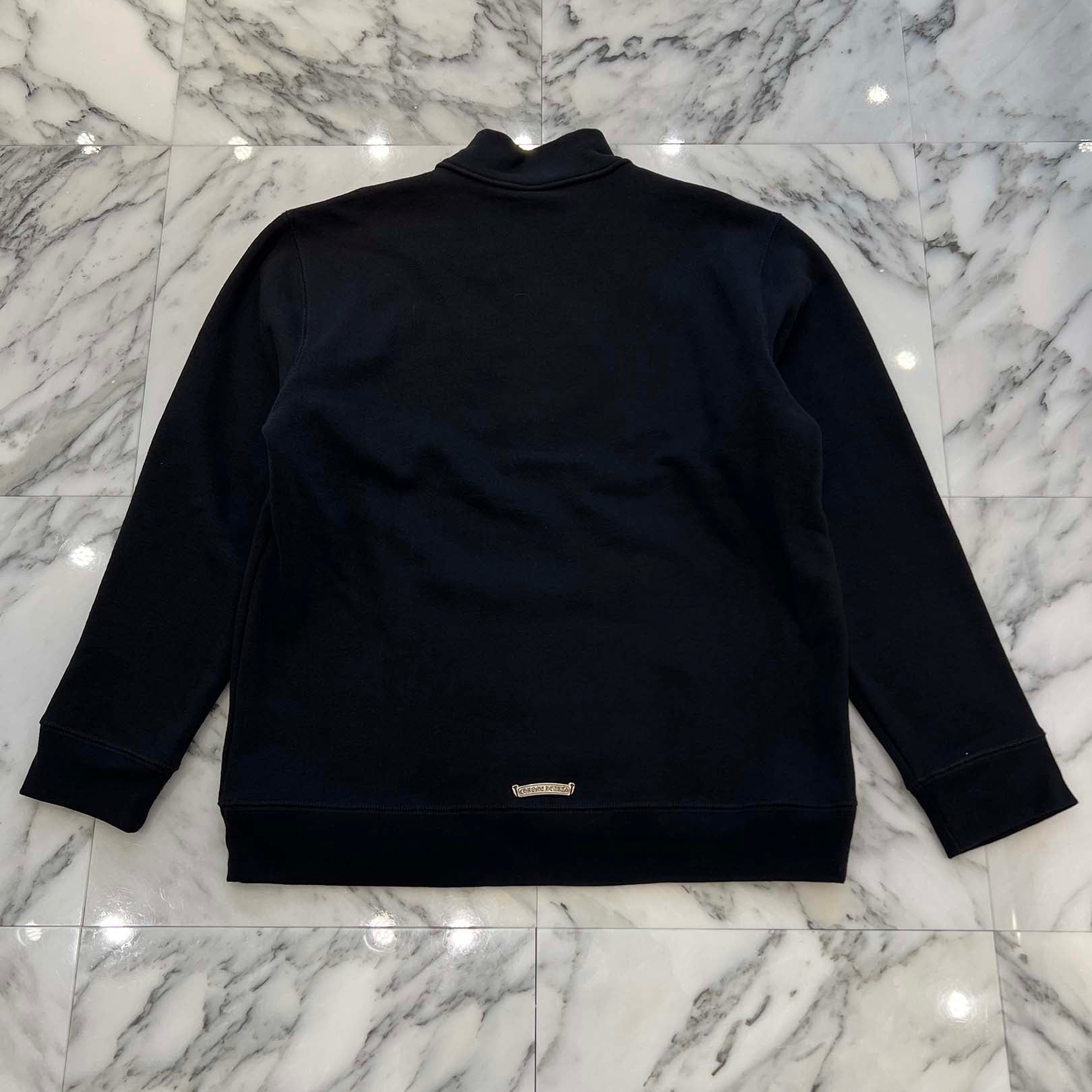 CHROME HEARTS Y NOT Cemetery Cross Leather Patch Half Zip Sweatshirt Size L クロムハーツ ワイノット セメタリークロス レザーパッチ ハーフジップ スウェットシャツ サイズL