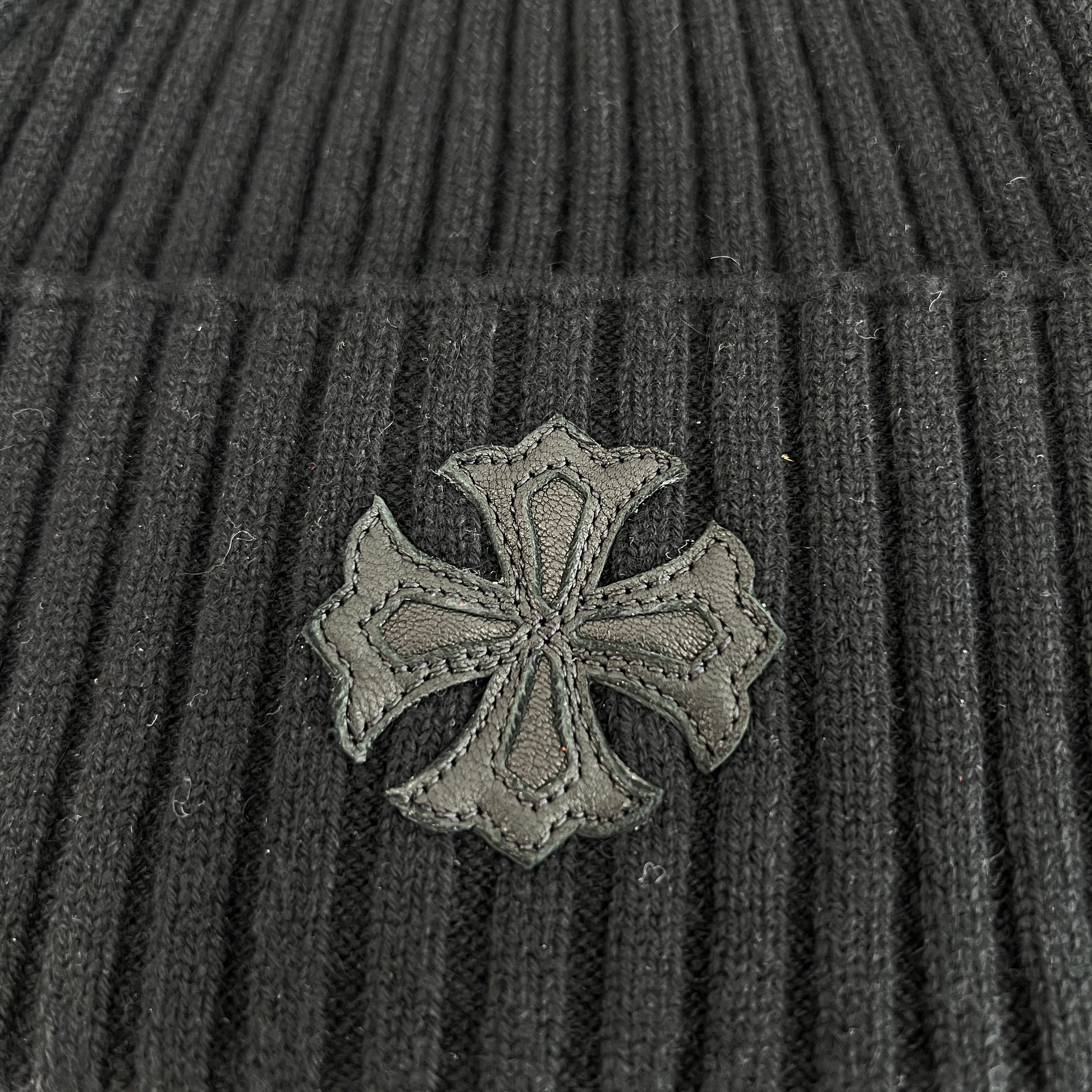 CHROME HEARTS Cashmere 1 Cross Leather Patch Beanie Size ONE SIZE（22cm） クロムハーツ カシミヤ 1 クロス レザーパッチ ビーニー サイズONE SIZE（22cm）