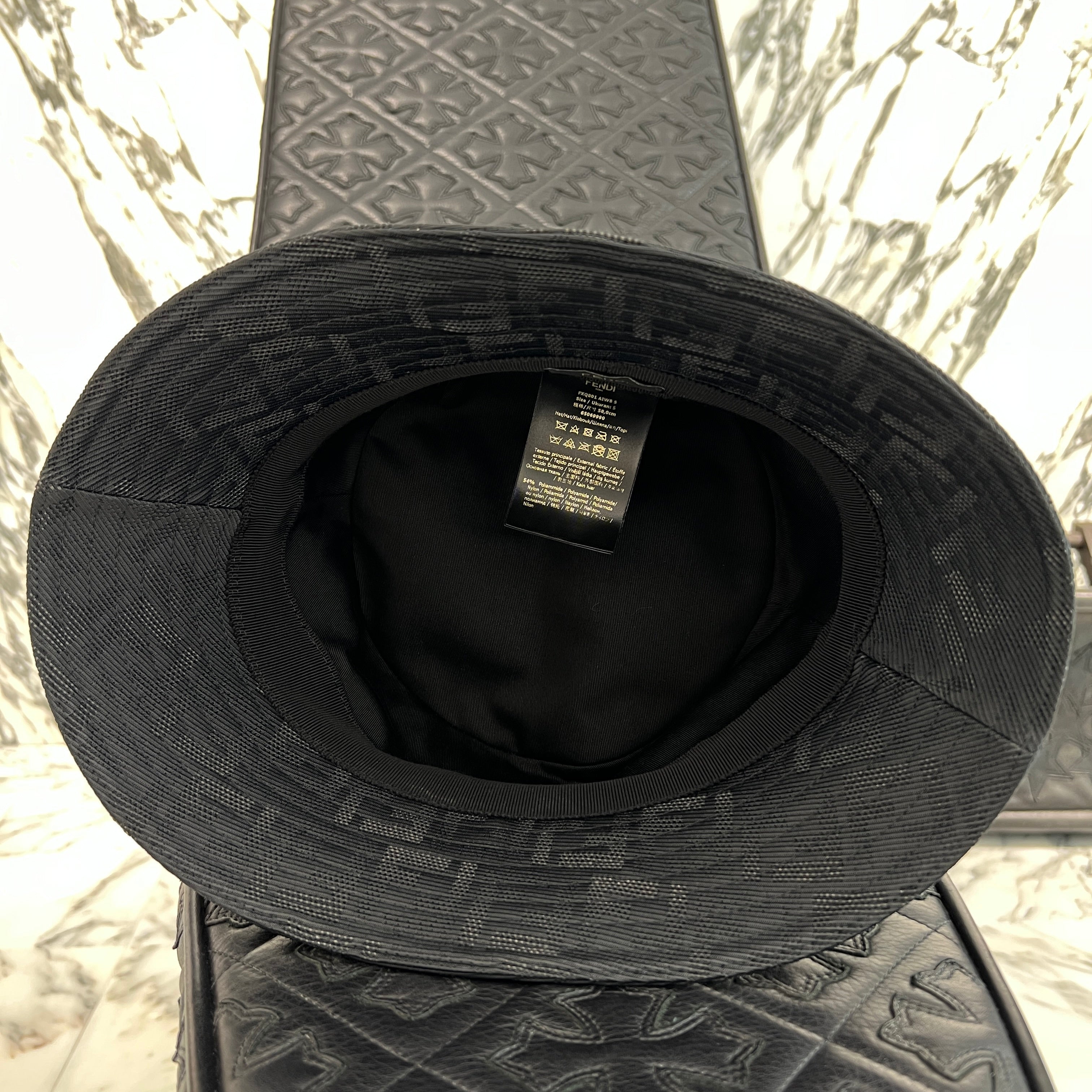 FENDI FF Zucca Pattern Nylon Bucket Hat FXQ801 AIWB L Size S フェンディ FF ズッカ 総柄 ナイロン バケットハット サイズS