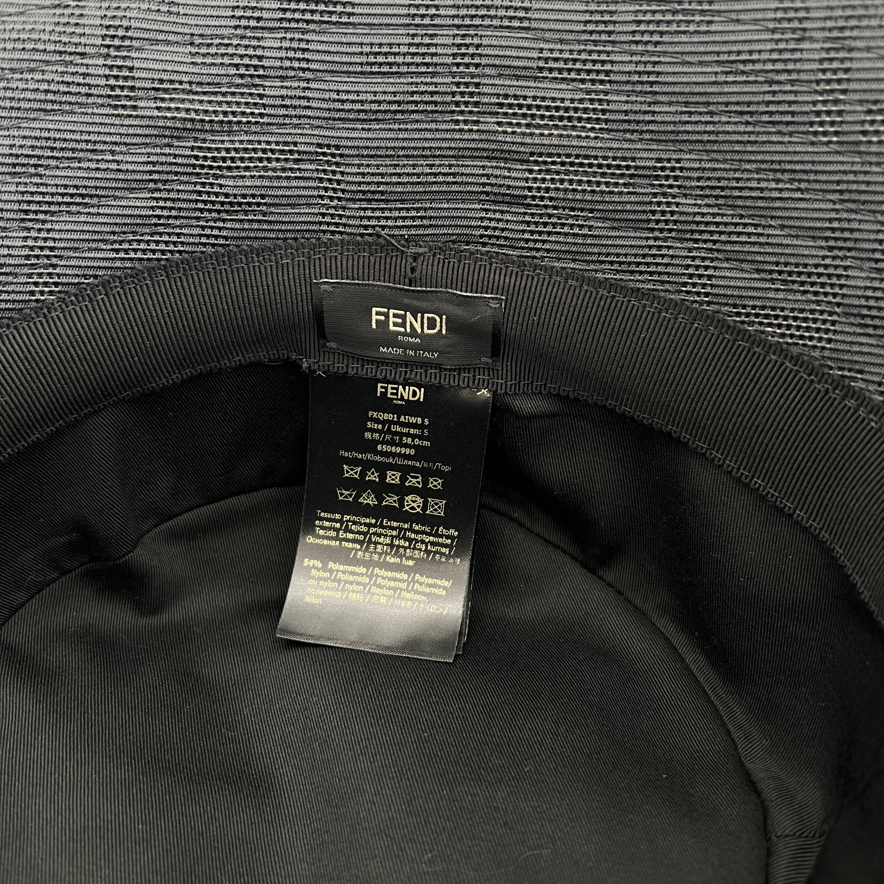 FENDI FF Zucca Pattern Nylon Bucket Hat FXQ801 AIWB L Size S フェンディ FF ズッカ 総柄 ナイロン バケットハット サイズS