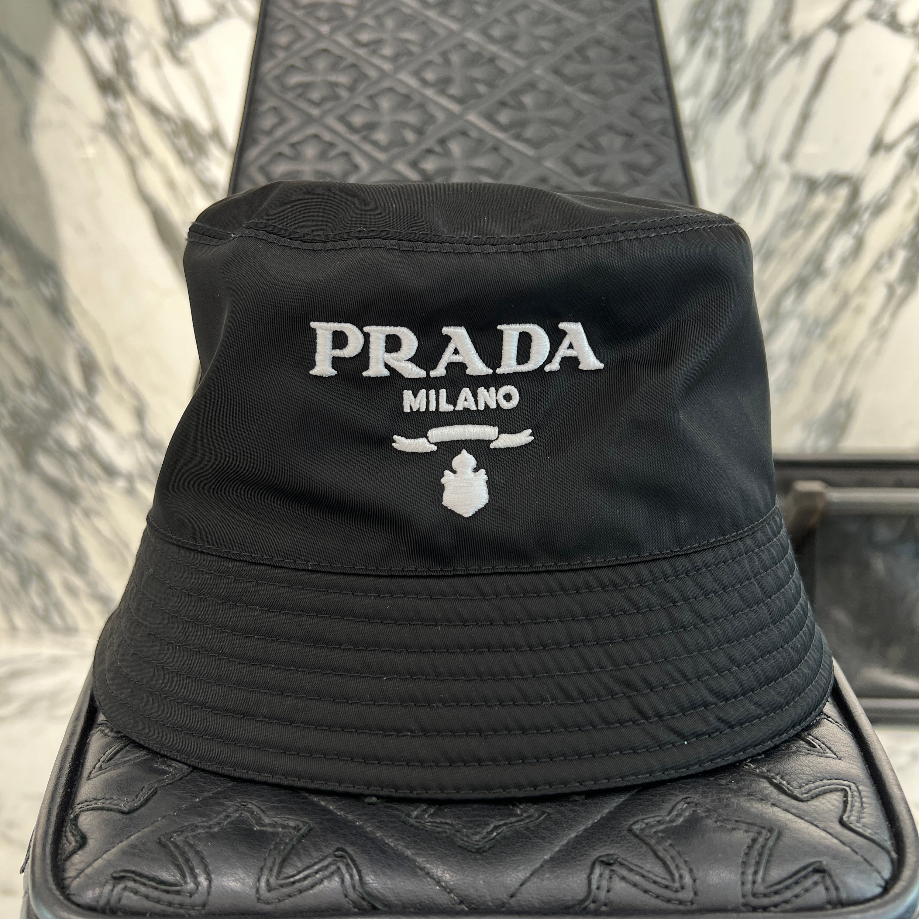 PRADA 2023SS Logo Embroidery Re-Nylon Bucket Hat 2HC137 2CZQ F0967 Size XL プラダ ロゴ刺繍 リナイロン バケットハット サイズXL