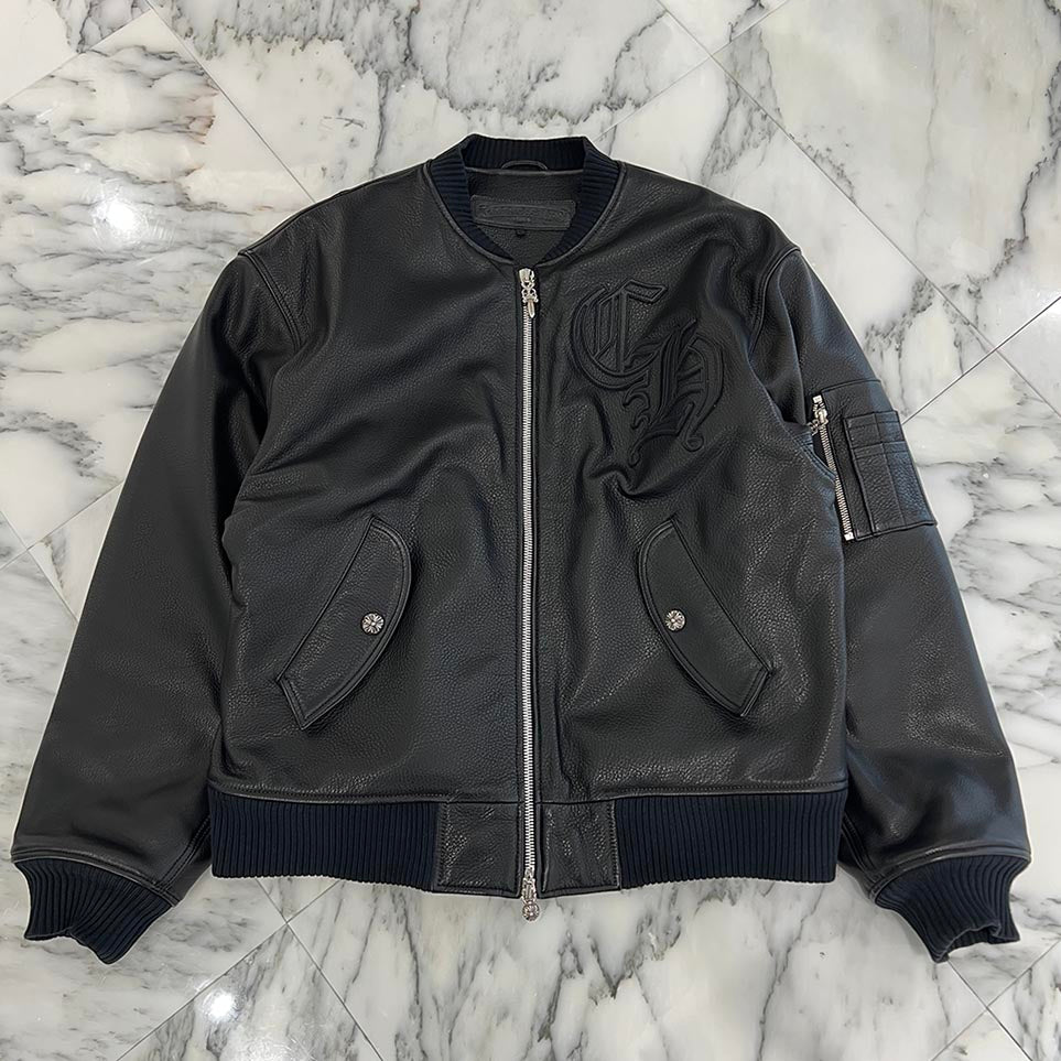 CHROME HEARTS LETTERMAN CH Patch All Leather Blouson Jacket Size M クロムハーツ レターマン CHパッチ オールレザー ブルゾンジャケット サイズM