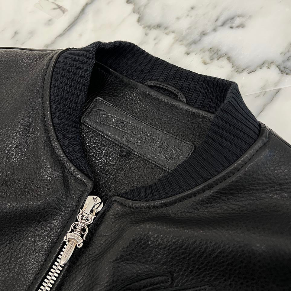 CHROME HEARTS LETTERMAN CH Patch All Leather Blouson Jacket Size M クロムハーツ レターマン CHパッチ オールレザー ブルゾンジャケット サイズM
