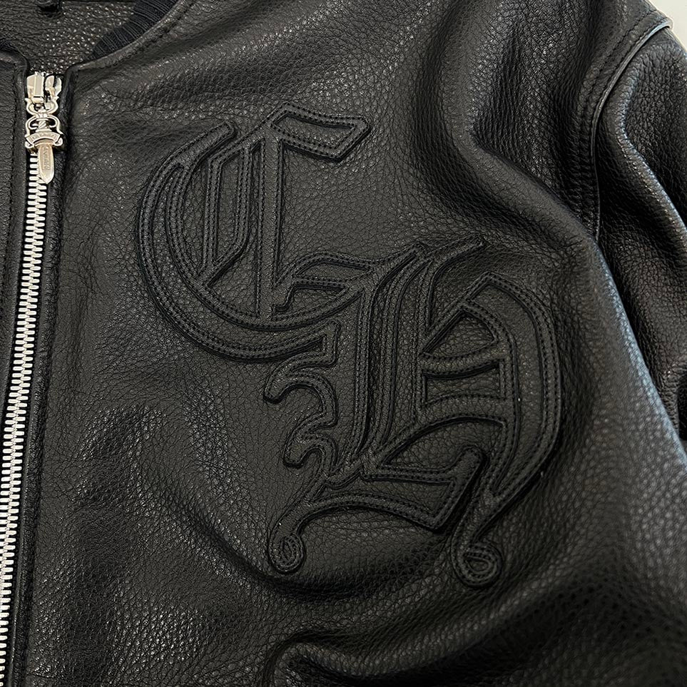 CHROME HEARTS LETTERMAN CH Patch All Leather Blouson Jacket Size M クロムハーツ レターマン CHパッチ オールレザー ブルゾンジャケット サイズM